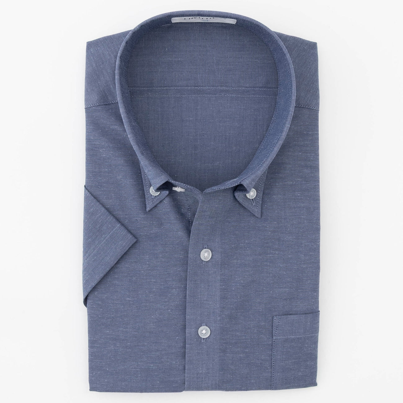 Super Cool Non-Iron Cotton Linen Short Sleeve Button-Down Shirt - Navy - Image 2