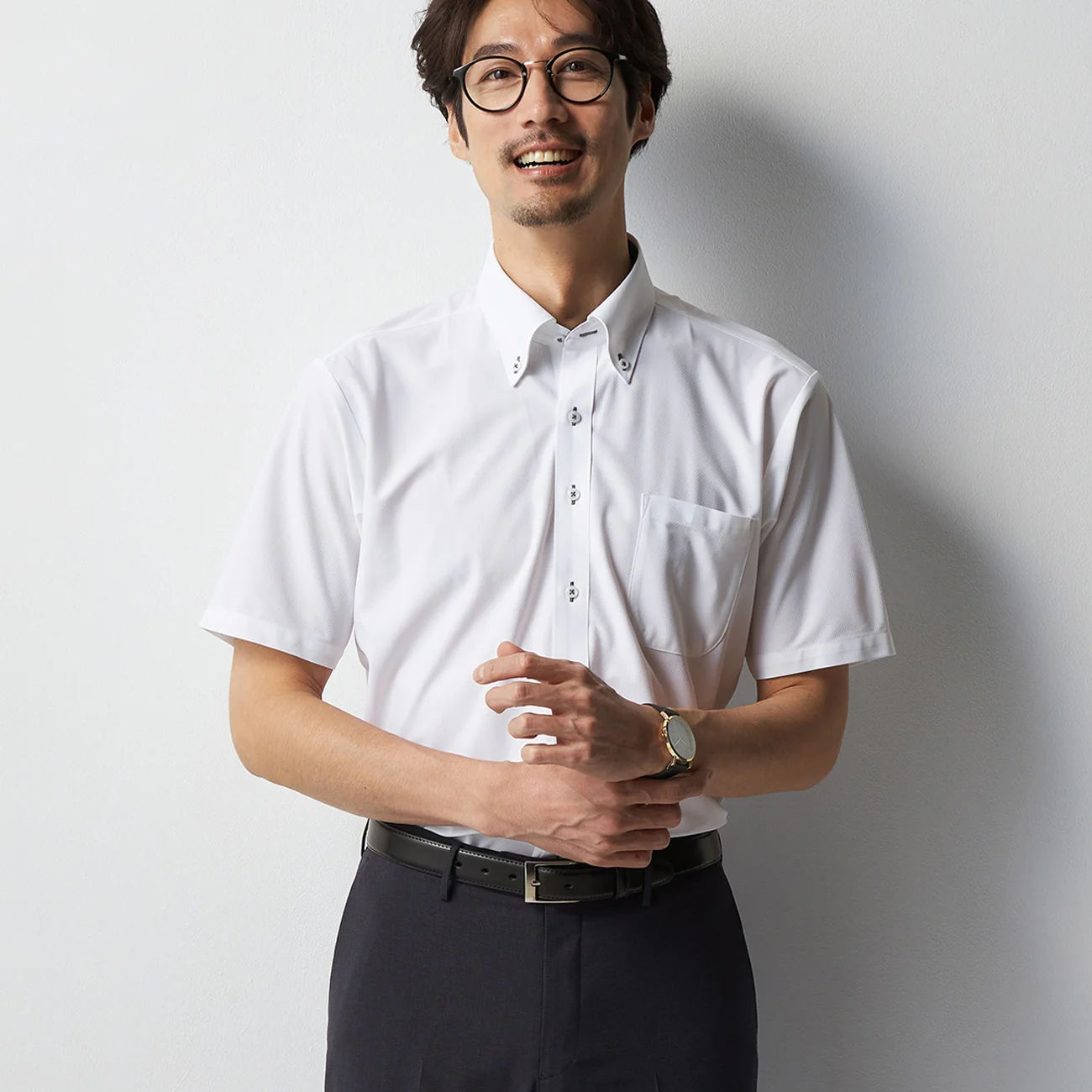 Super Non-Iron Stretch Short Sleeve Button-Down Shirt - White