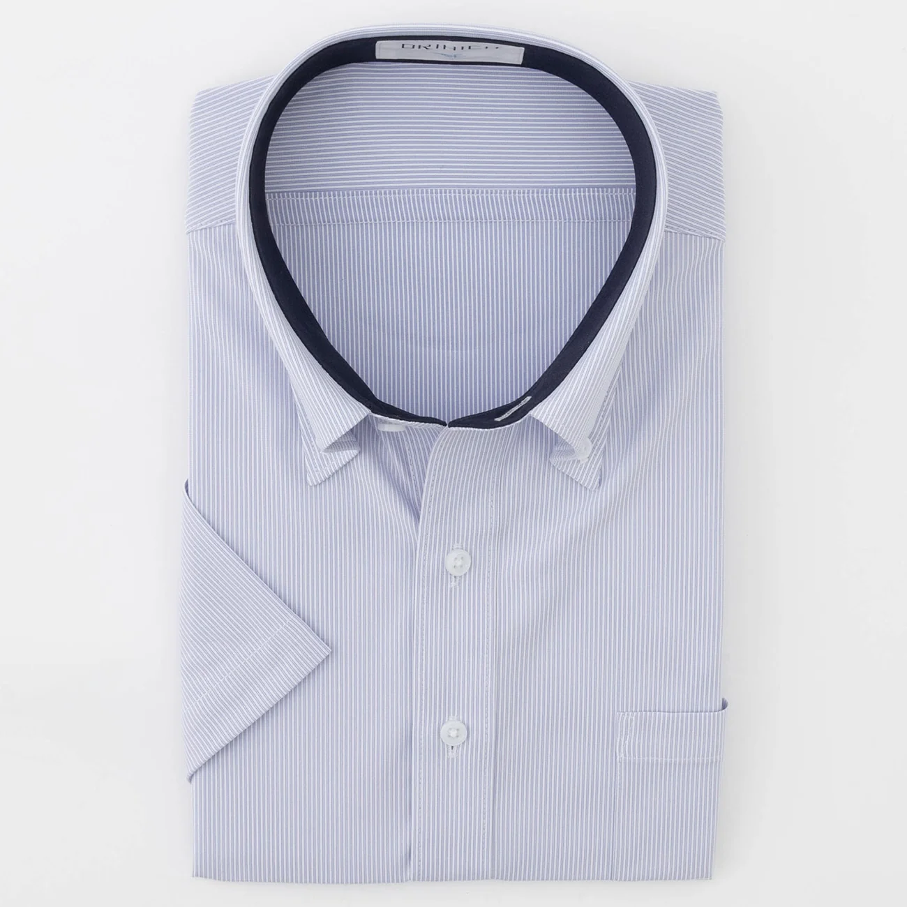 Super Non-Iron Stretch Short Sleeve Button-Down Stripe Shirt - Blue - Image 2