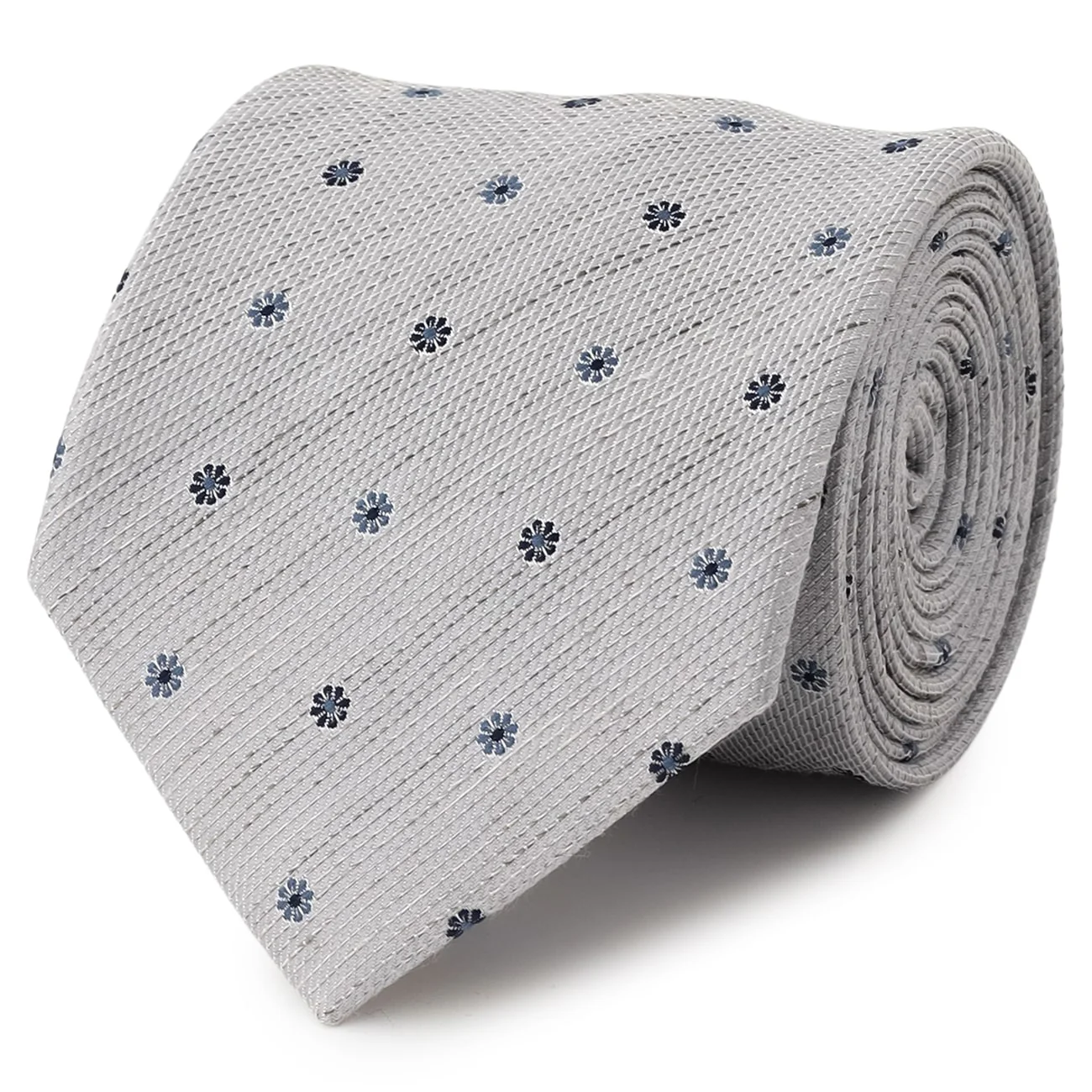 Linen Blend Porka Dot Tie - Gray