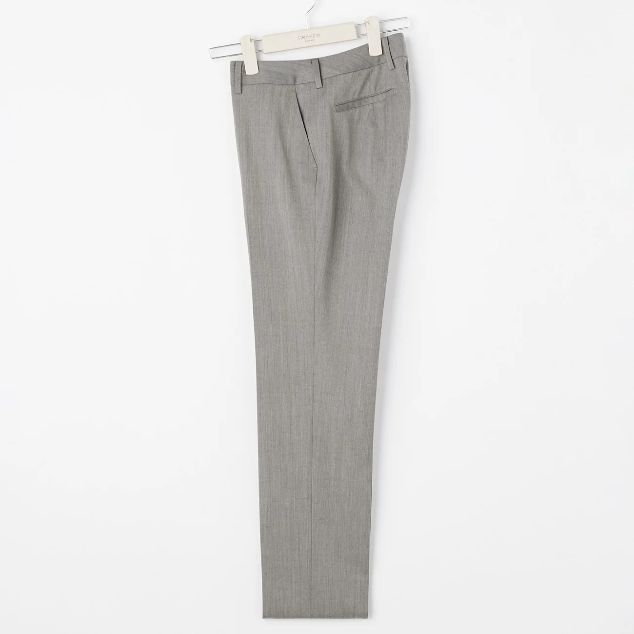 Washable Stretch Wool Milled Herringbone Tapered Pants - Beige