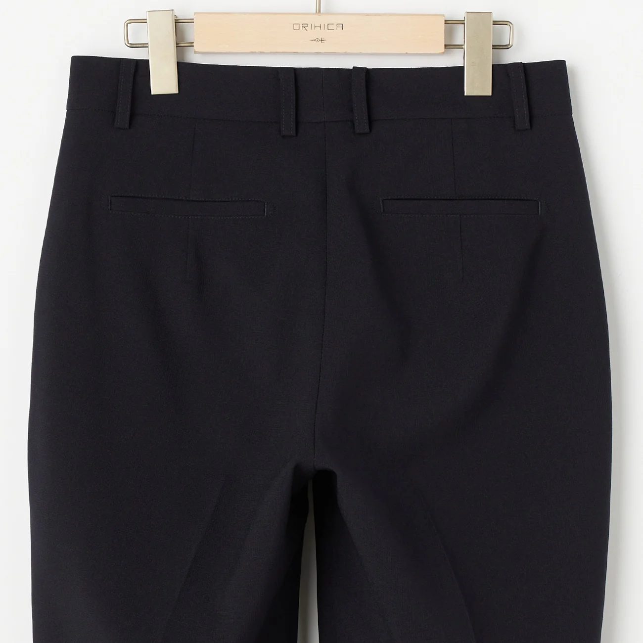 Washable Stretch Shadow Check Cropped Pants - Navy - Image 3