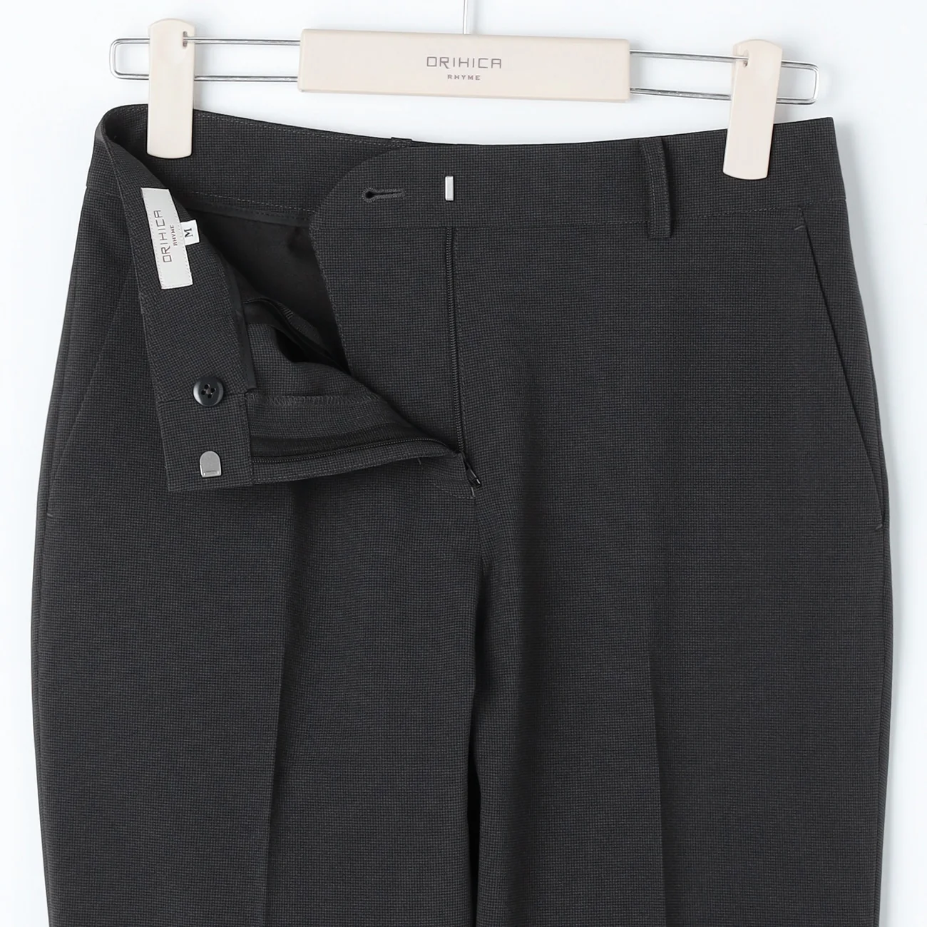 Washable Stretch Cropped Houndstooth Pants - Charcoal Gray - Image 6
