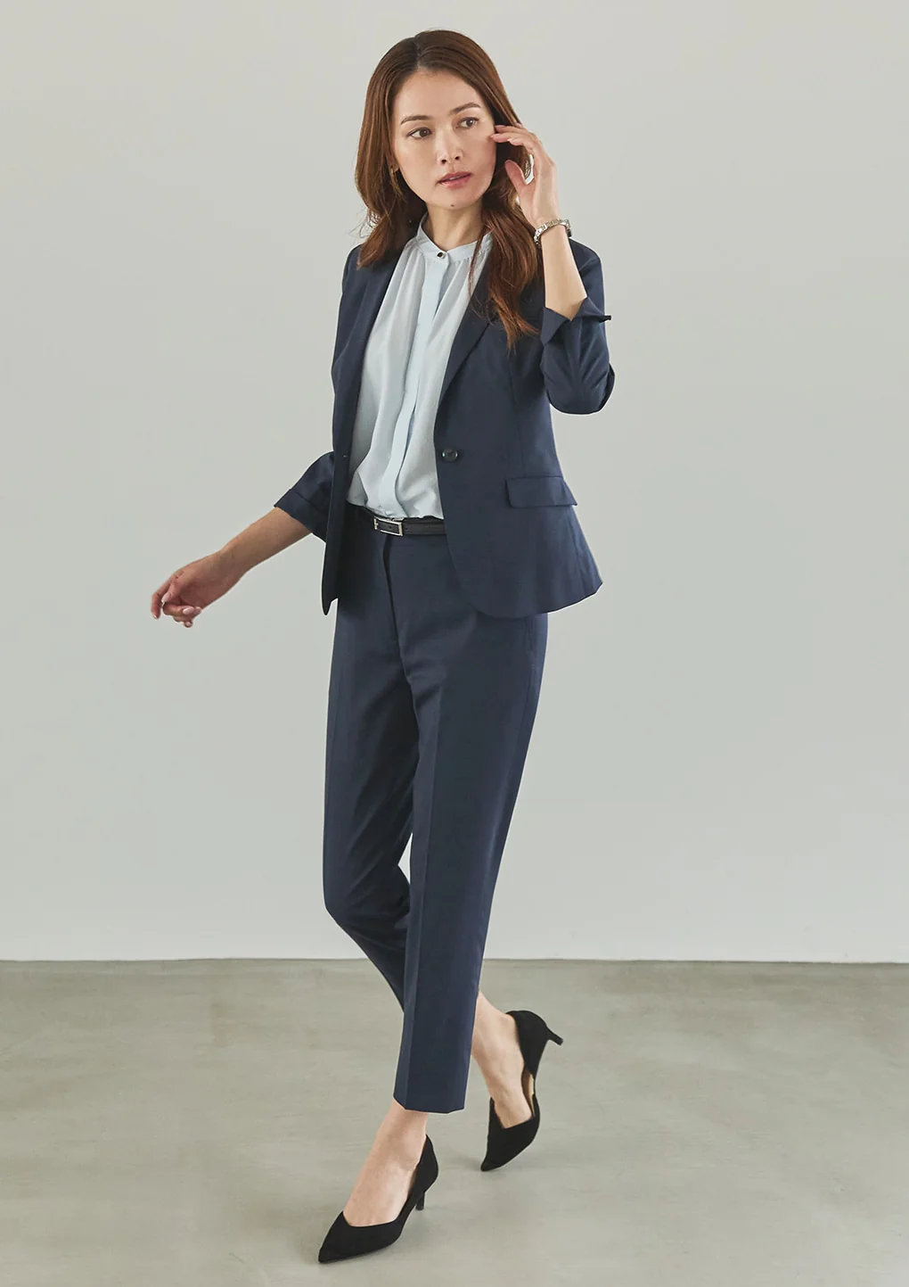 High-breathability Washable Stretch Cropped Pants - Navy - Image 15