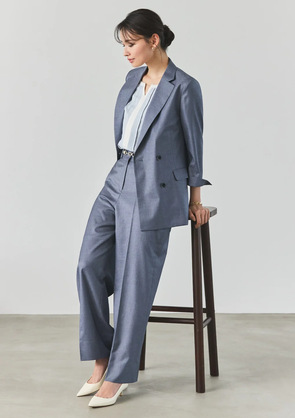 THE THIRD SUITS Linen-Like Wide Pants - Medium Gray - Image 14