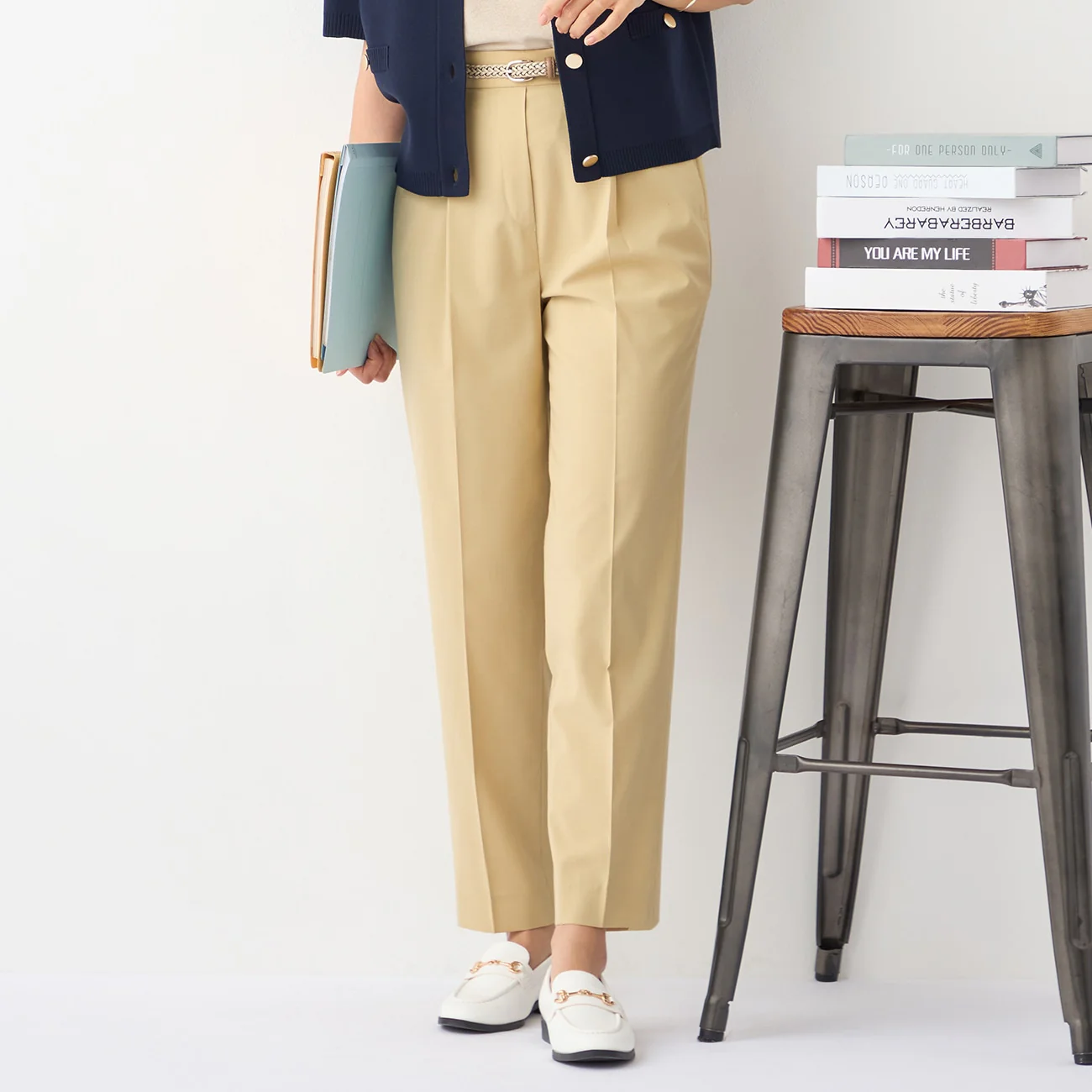 Flamingo Pants Airy Washable Stretch Tapered Pants - Yellow - Image 10