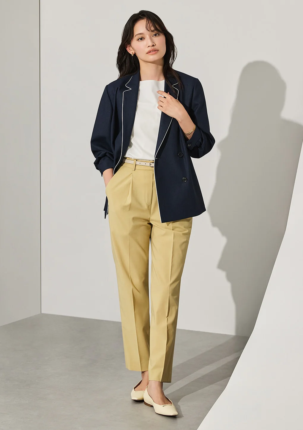 Flamingo Pants Airy Washable Stretch Tapered Pants - Yellow - Image 19