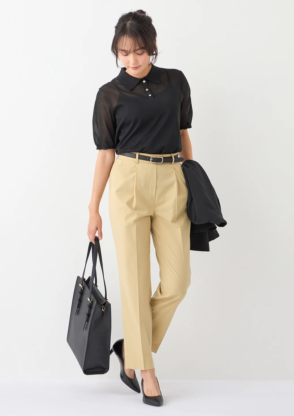Flamingo Pants Airy Washable Stretch Tapered Pants - Yellow - Image 21
