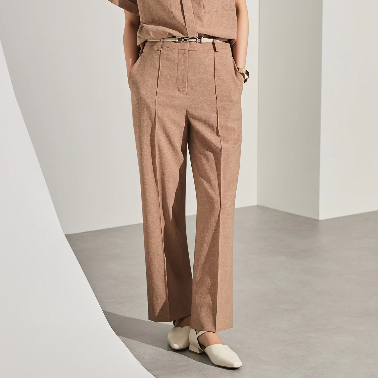 Flamingo Pants Airy Washable Stretch Wide Pants - Orange