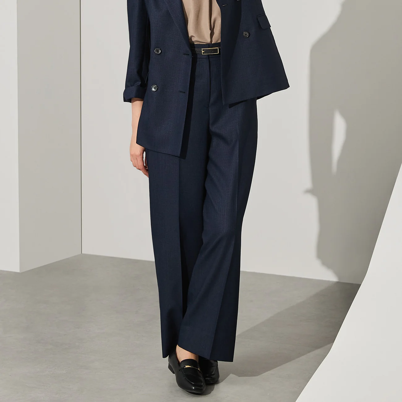 THE THIRD SUITS Linen-Like Wide Pants - Navy
