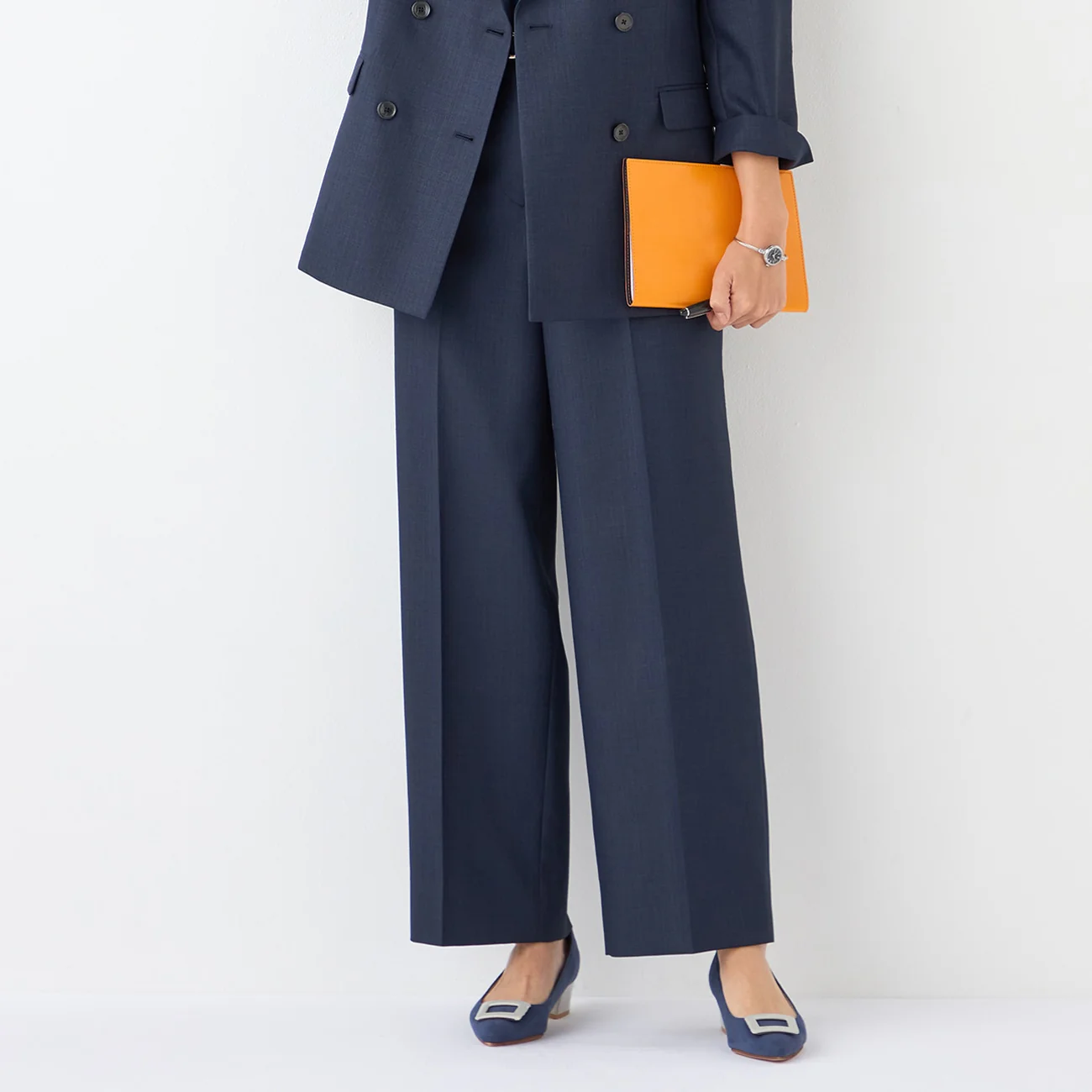 THE THIRD SUITS Linen-Like Wide Pants - Navy - Image 3