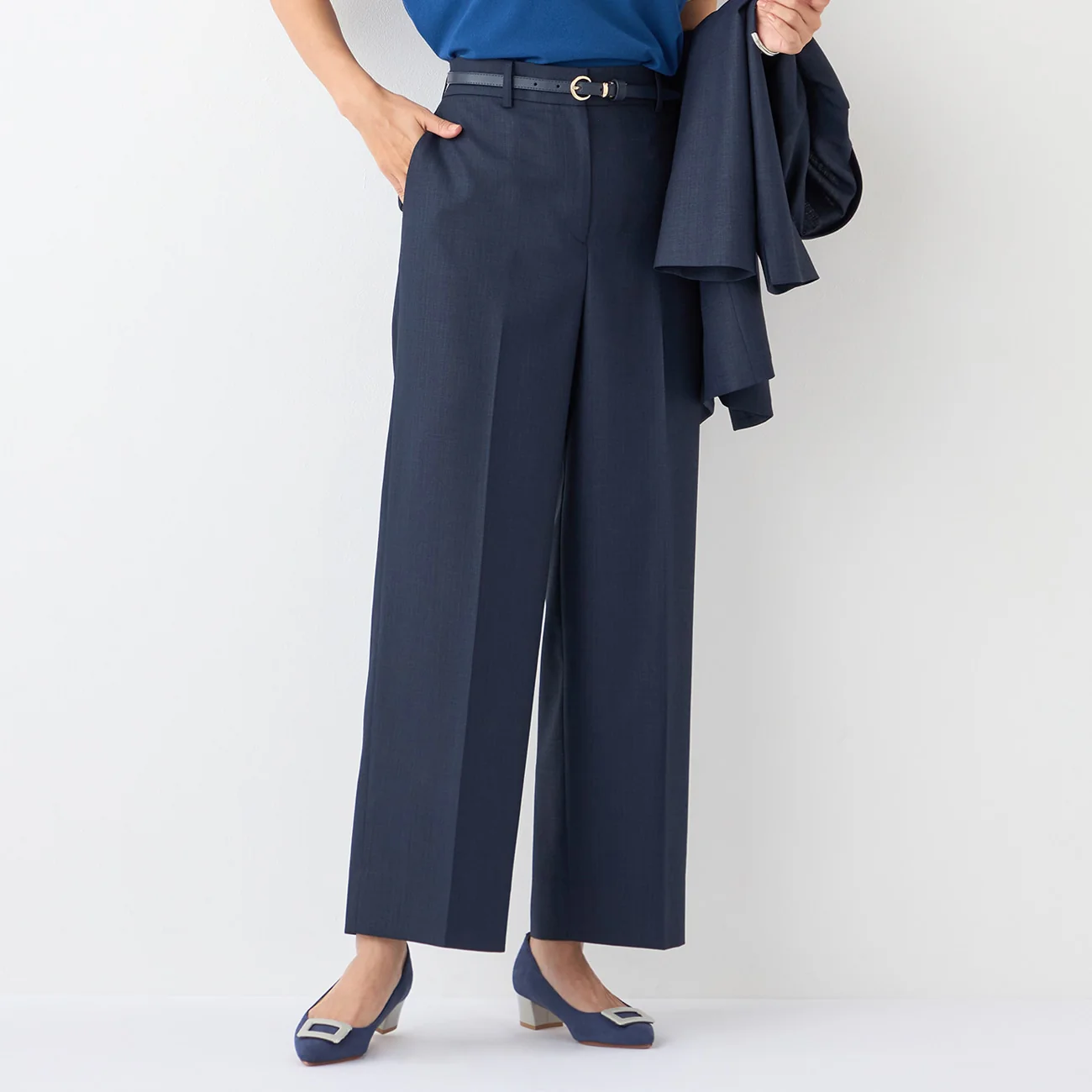 THE THIRD SUITS Linen-Like Wide Pants - Navy - Image 4