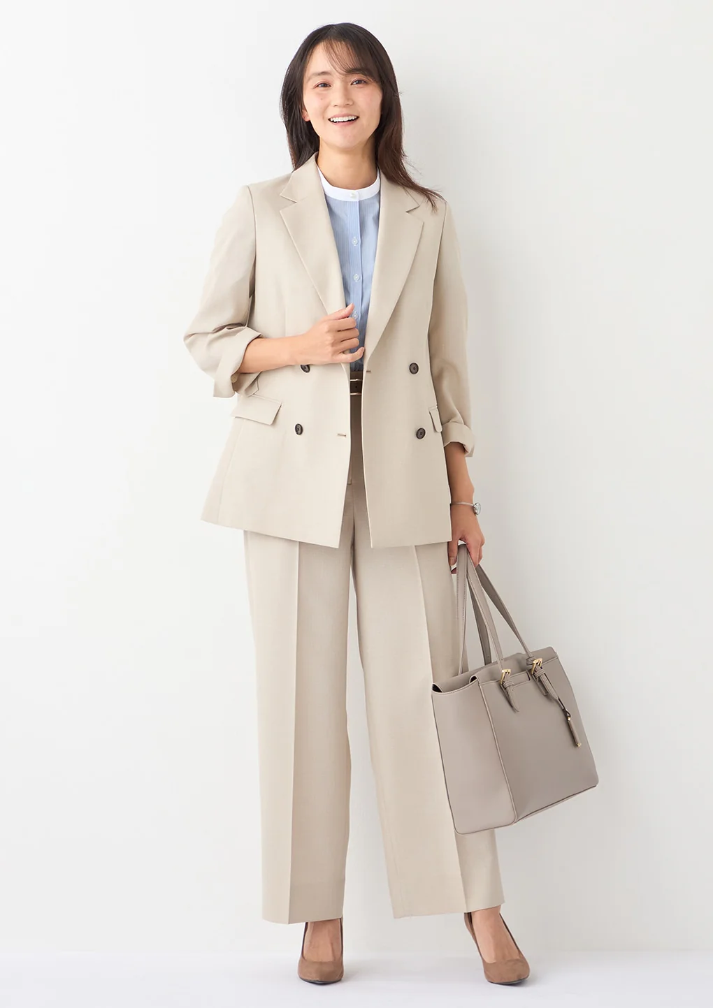 THE THIRD SUITS Linen-Like Wide Pants - Beige - Image 11