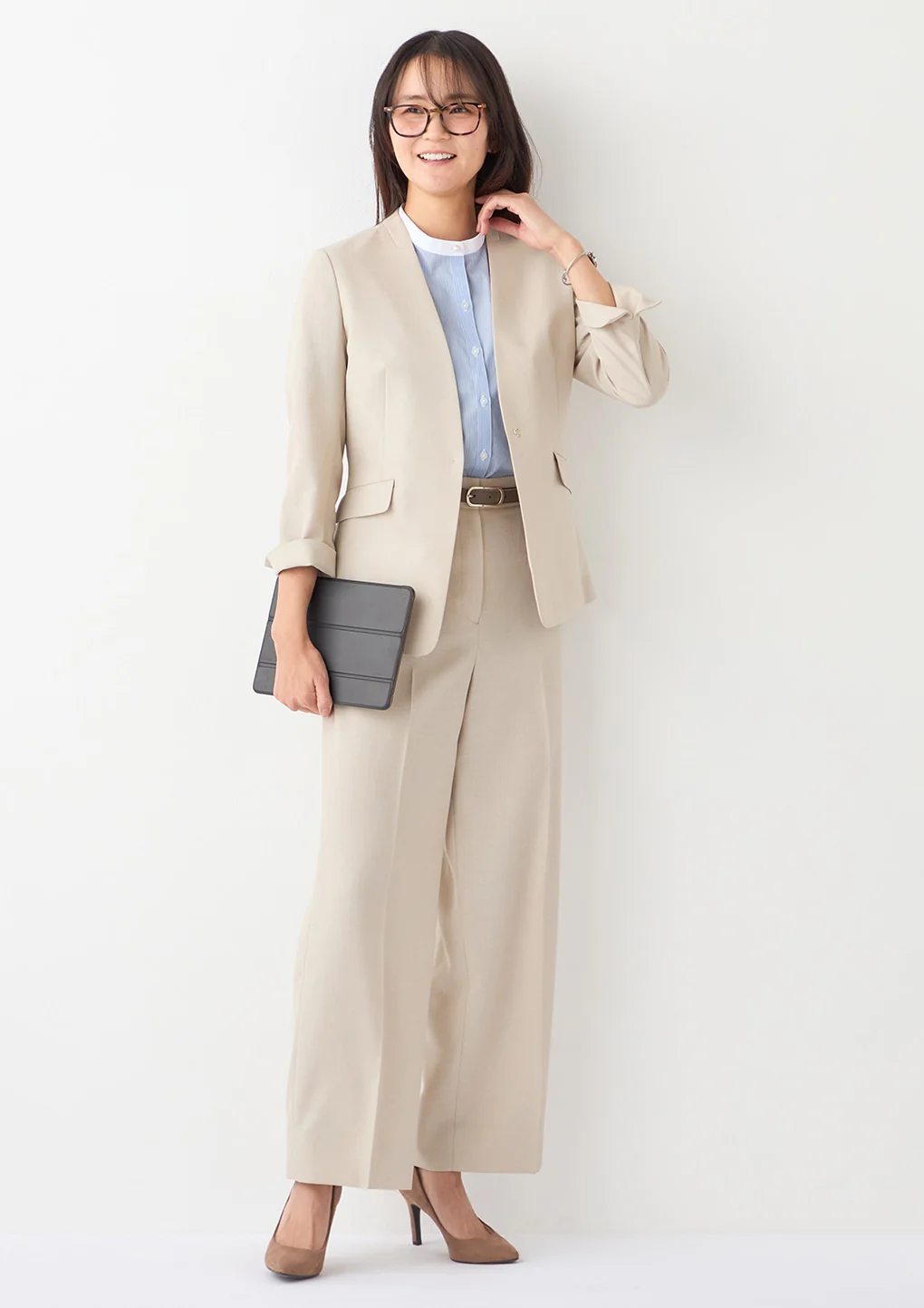 THE THIRD SUITS Linen-Like Wide Pants - Beige - Image 12