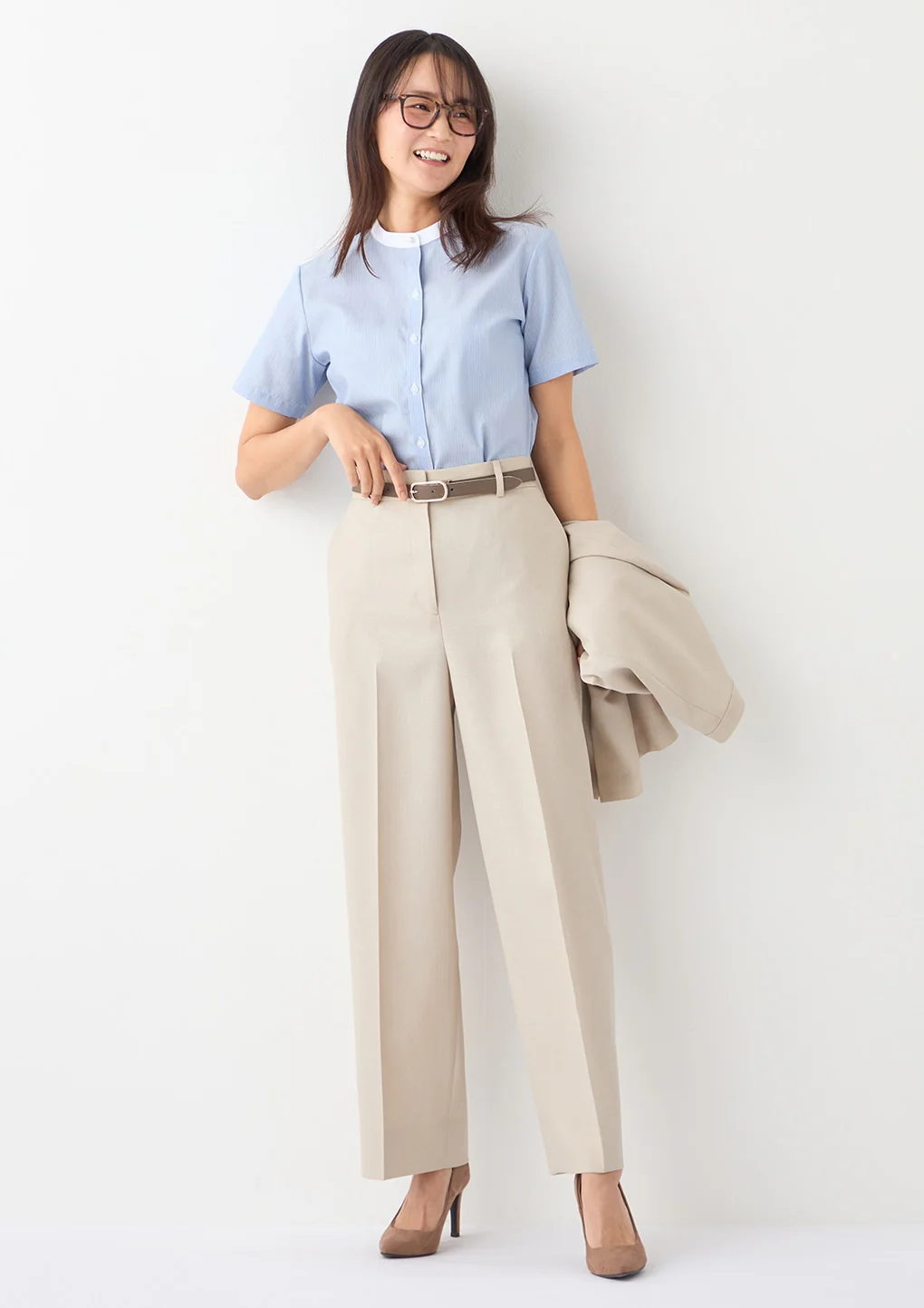 THE THIRD SUITS Linen-Like Wide Pants - Beige - Image 13