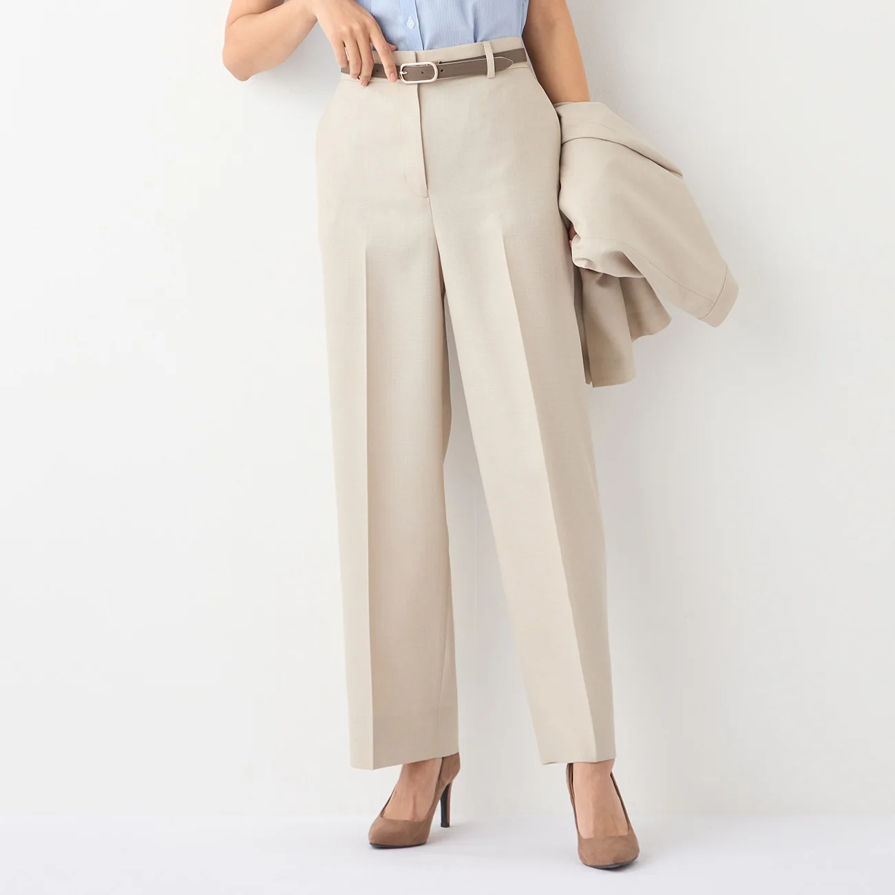THE THIRD SUITS Linen-Like Wide Pants - Beige - Image 2