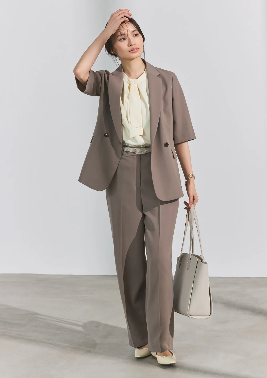 THE THIRD SUITS Washable Cool Touch Wide Pants - Beige - Image 17