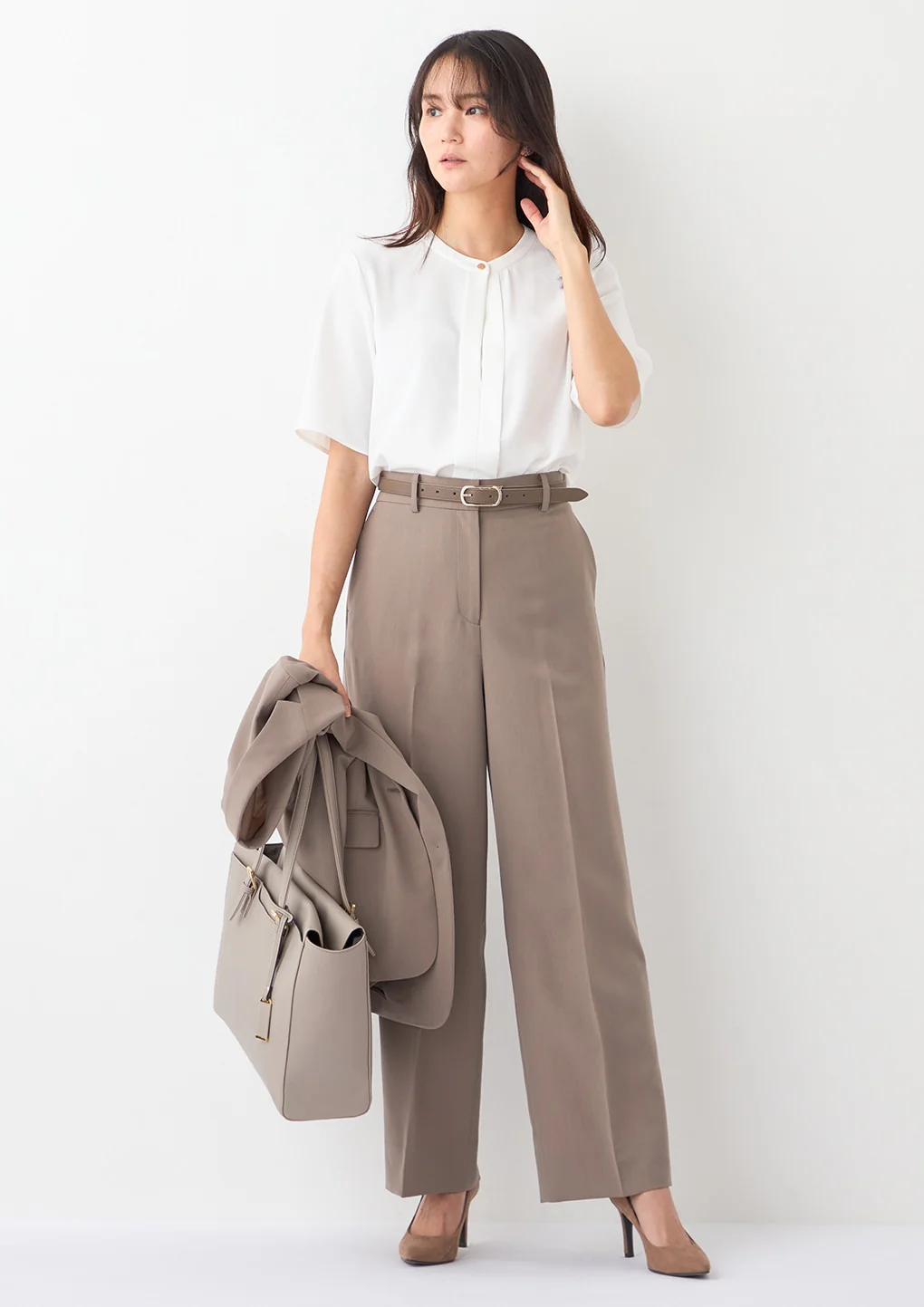 THE THIRD SUITS Washable Cool Touch Wide Pants - Beige - Image 22
