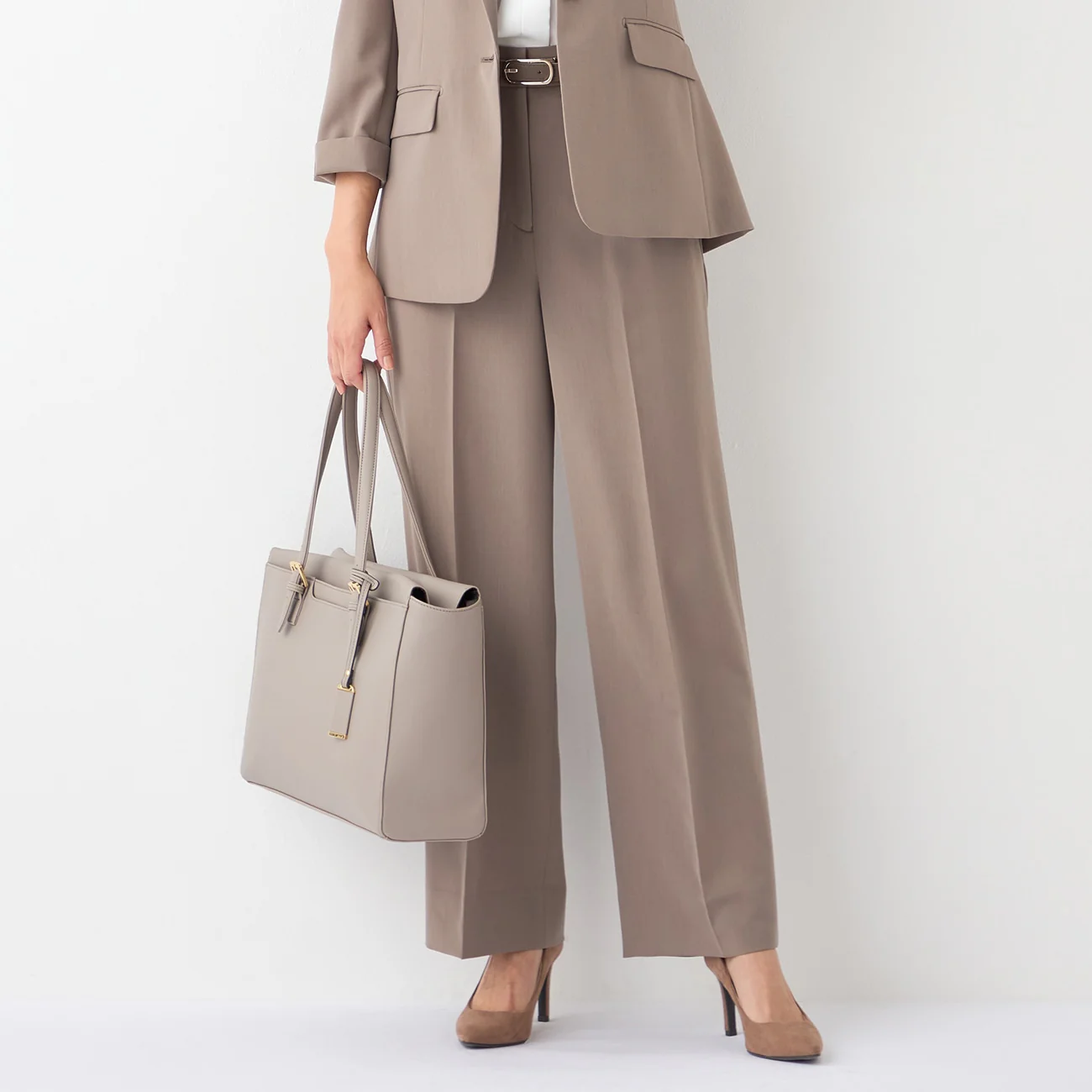 THE THIRD SUITS Washable Cool Touch Wide Pants - Beige - Image 6