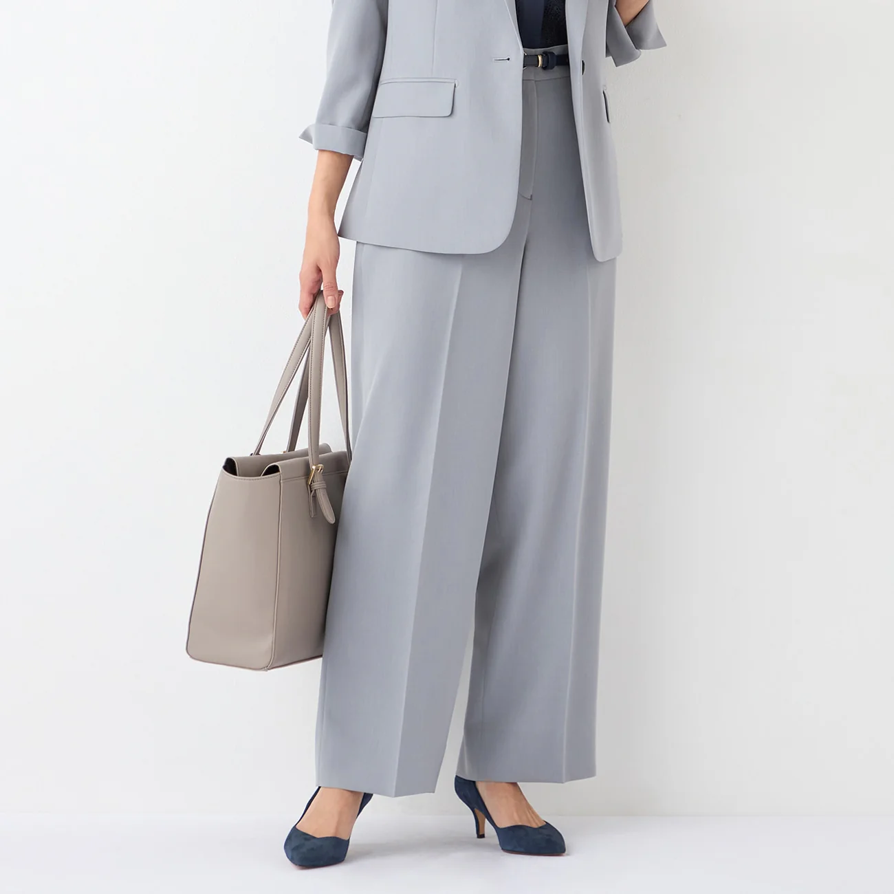 THE THIRD SUITS Washable Cool Touch Wide Pants - Light Gray - Image 2