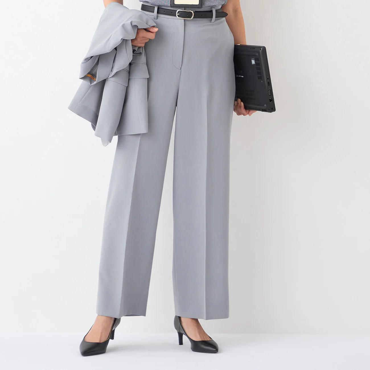 THE THIRD SUITS Washable Cool Touch Wide Pants - Light Gray - Image 5