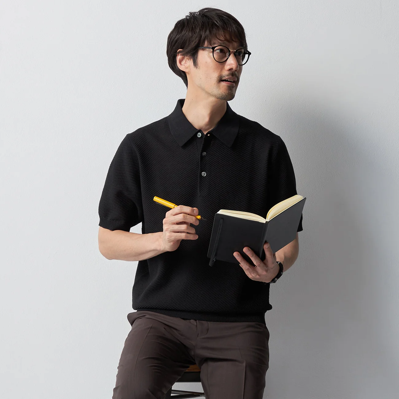 Linen Blend Twill Knit Polo Shirt - Image 4