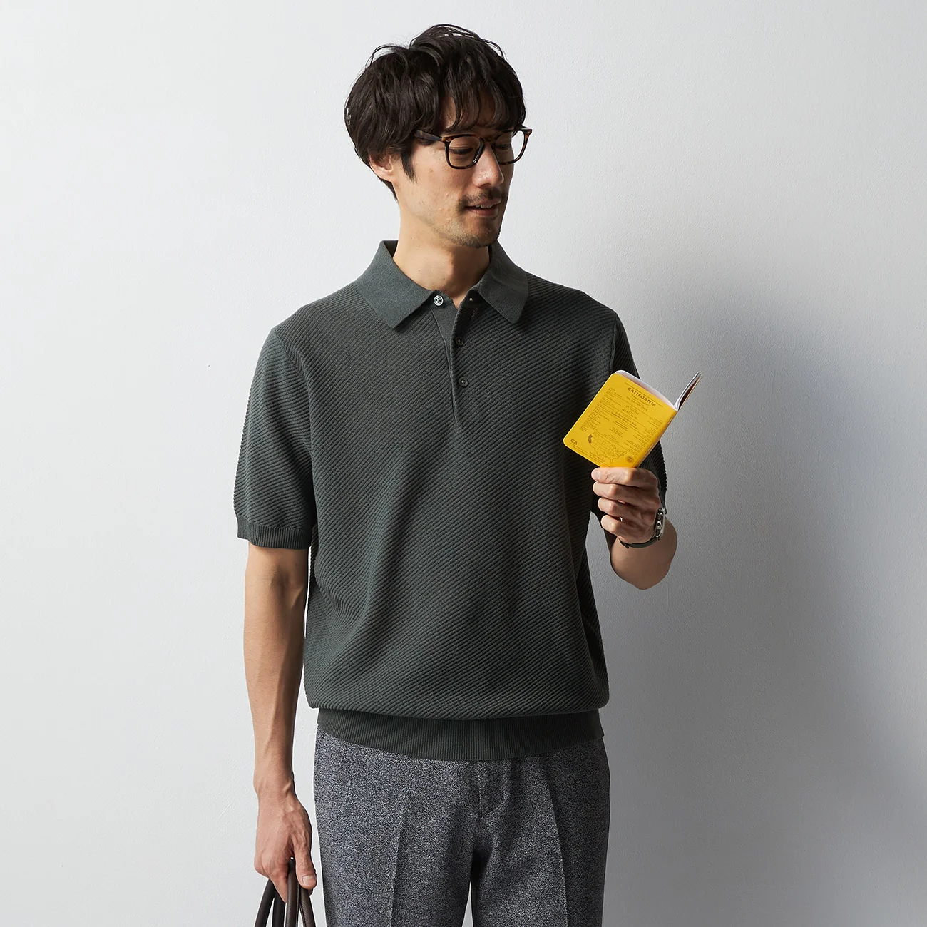Linen Blend Twill Knit Polo Shirt - Image 7