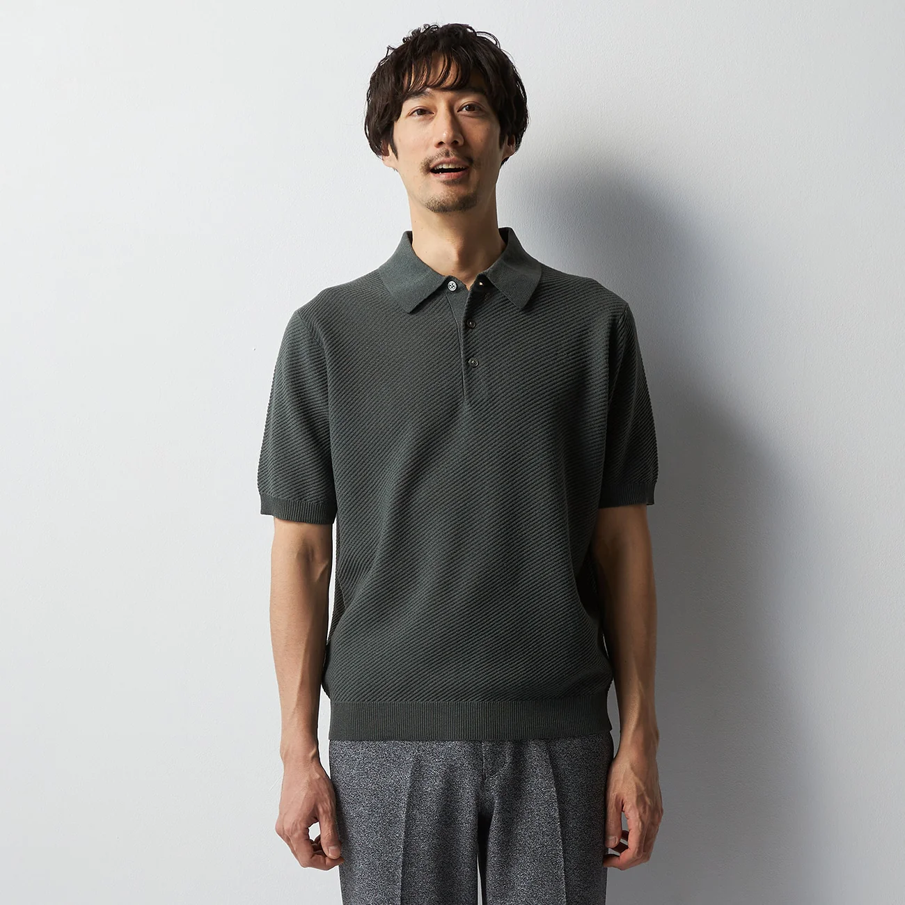 Linen Blend Twill Knit Polo Shirt - Image 8