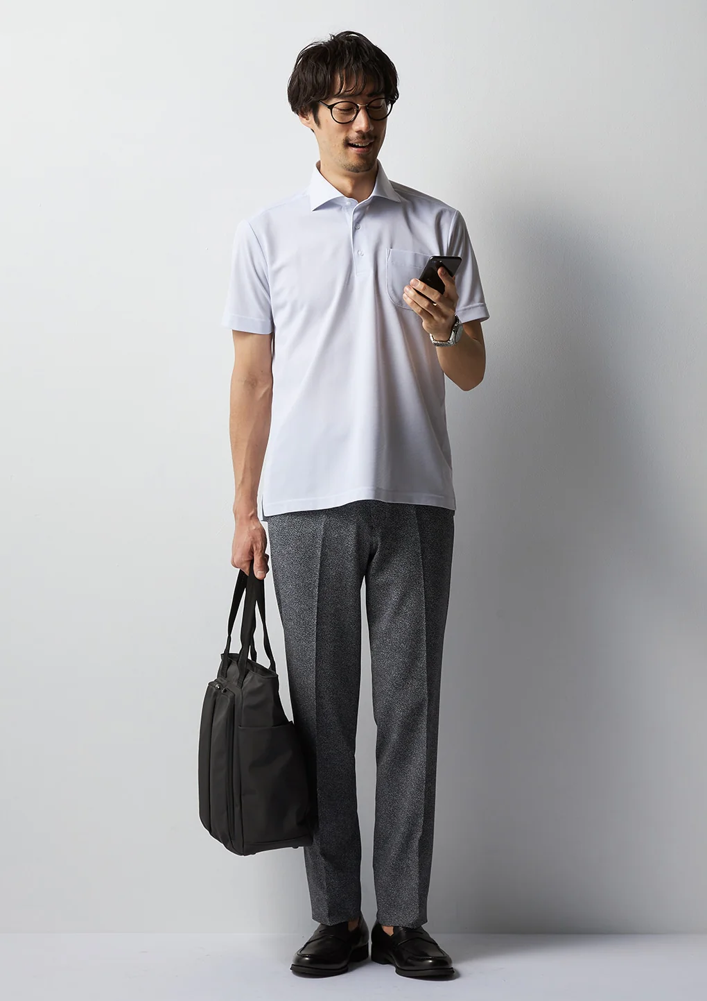 Business Casual High-Breathability Herringbone Pants - White & Black - Image 11
