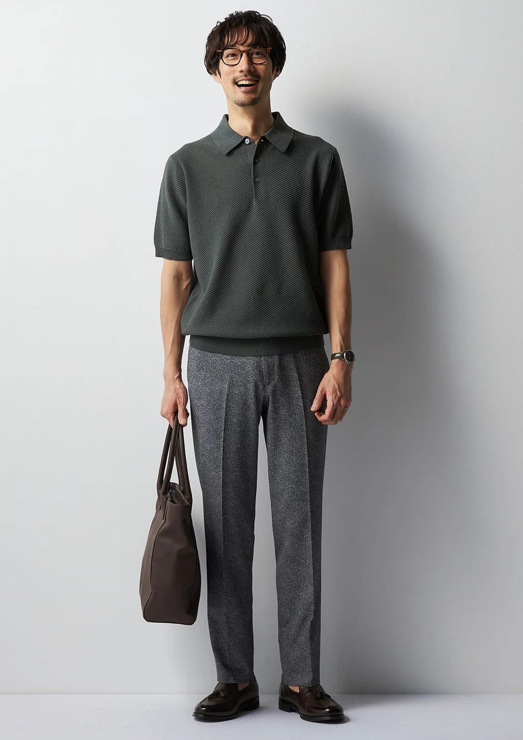 Business Casual High-Breathability Herringbone Pants - White & Black - Image 12