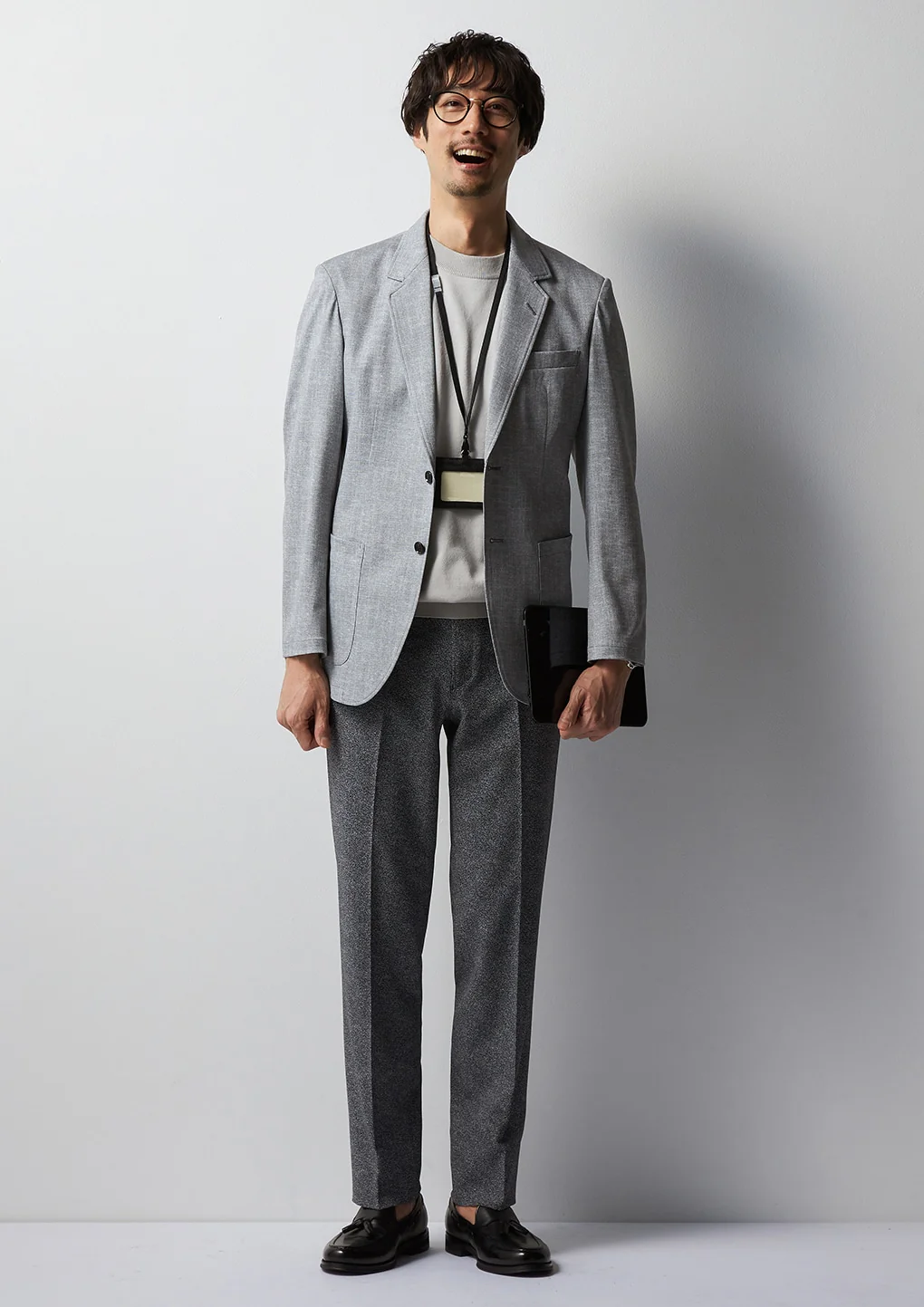 Business Casual High-Breathability Herringbone Pants - White & Black - Image 14