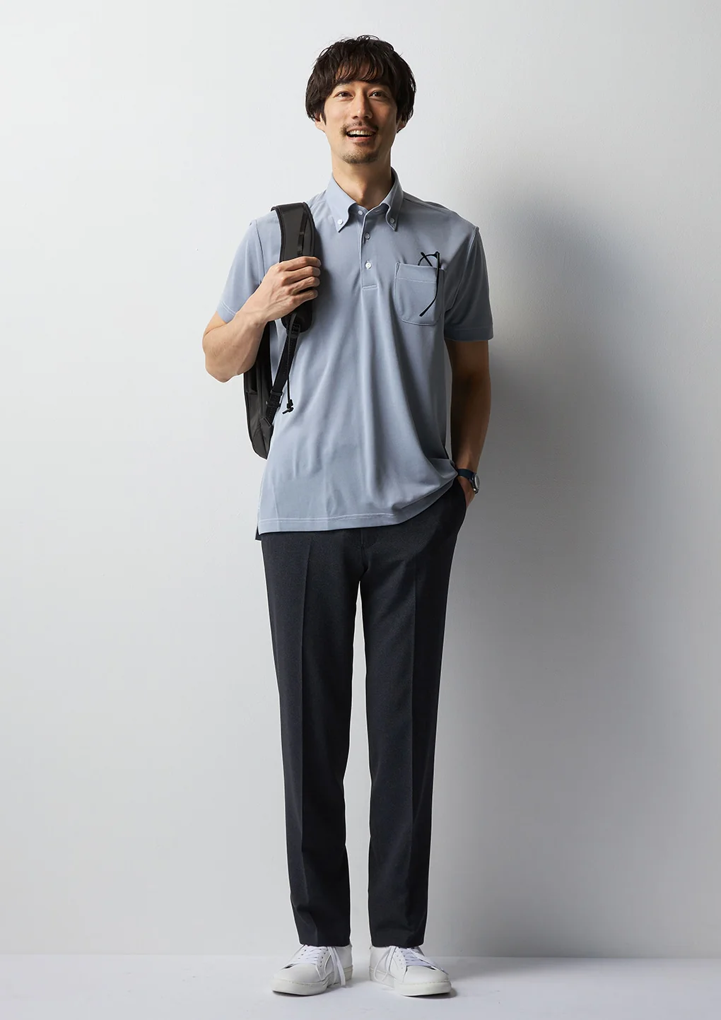 Button-Down Pullover Polo Shirt - Blue - Image 12