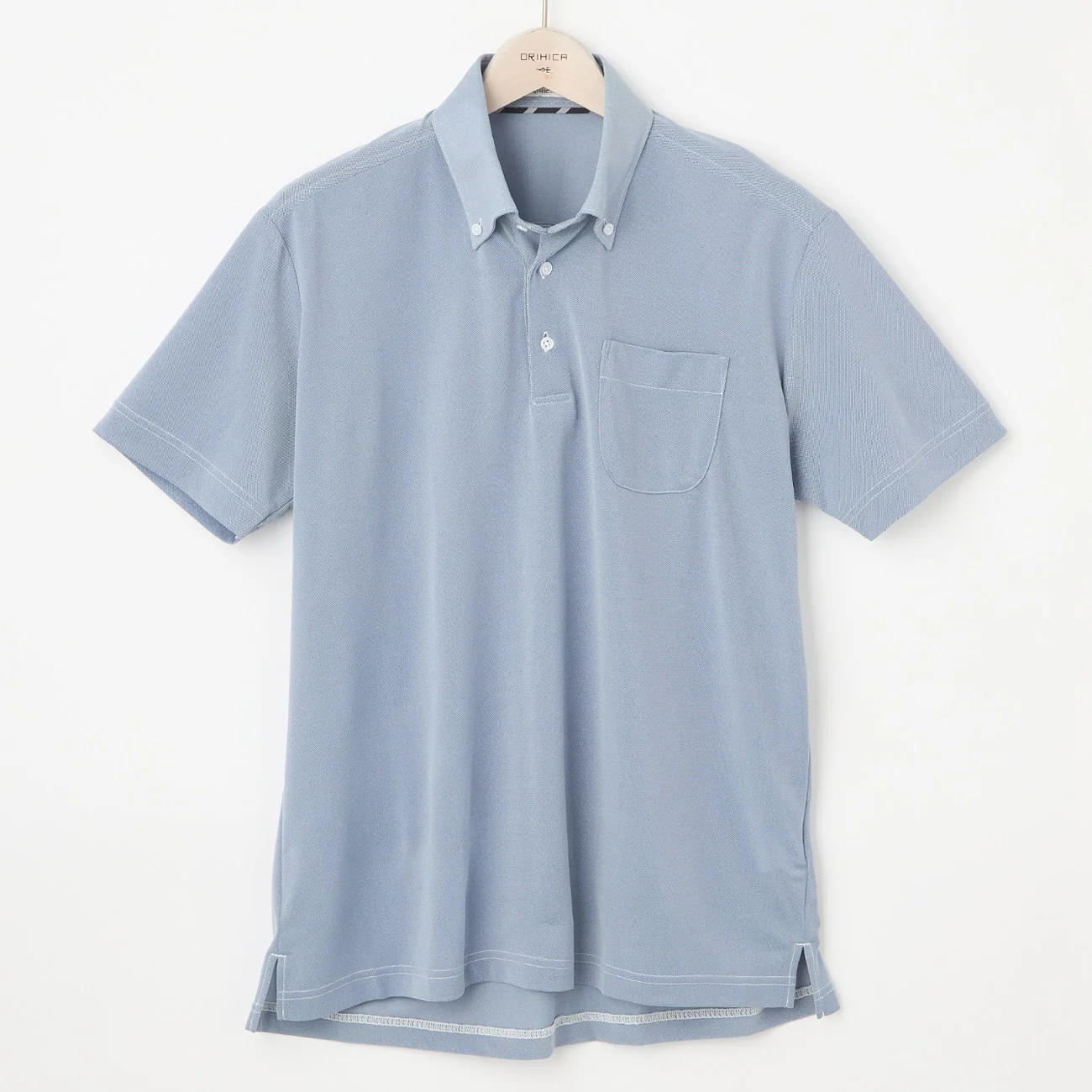 Button-Down Pullover Polo Shirt - Blue - Image 5