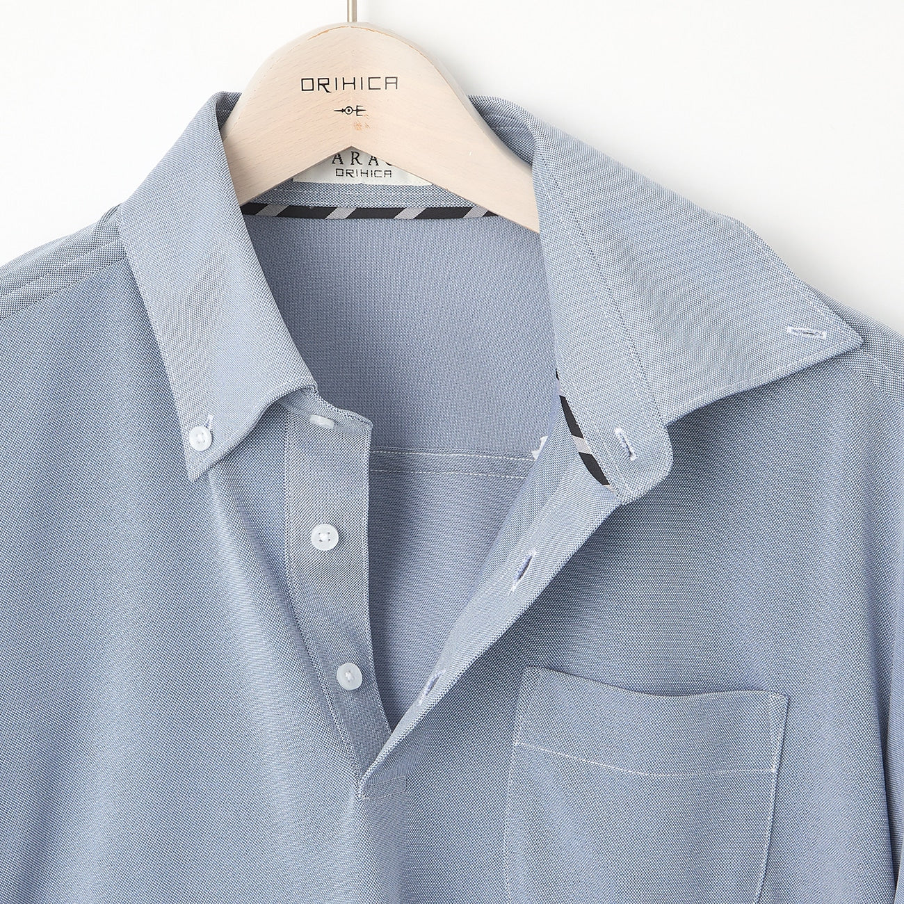 Button-Down Pullover Polo Shirt - Blue - Image 7