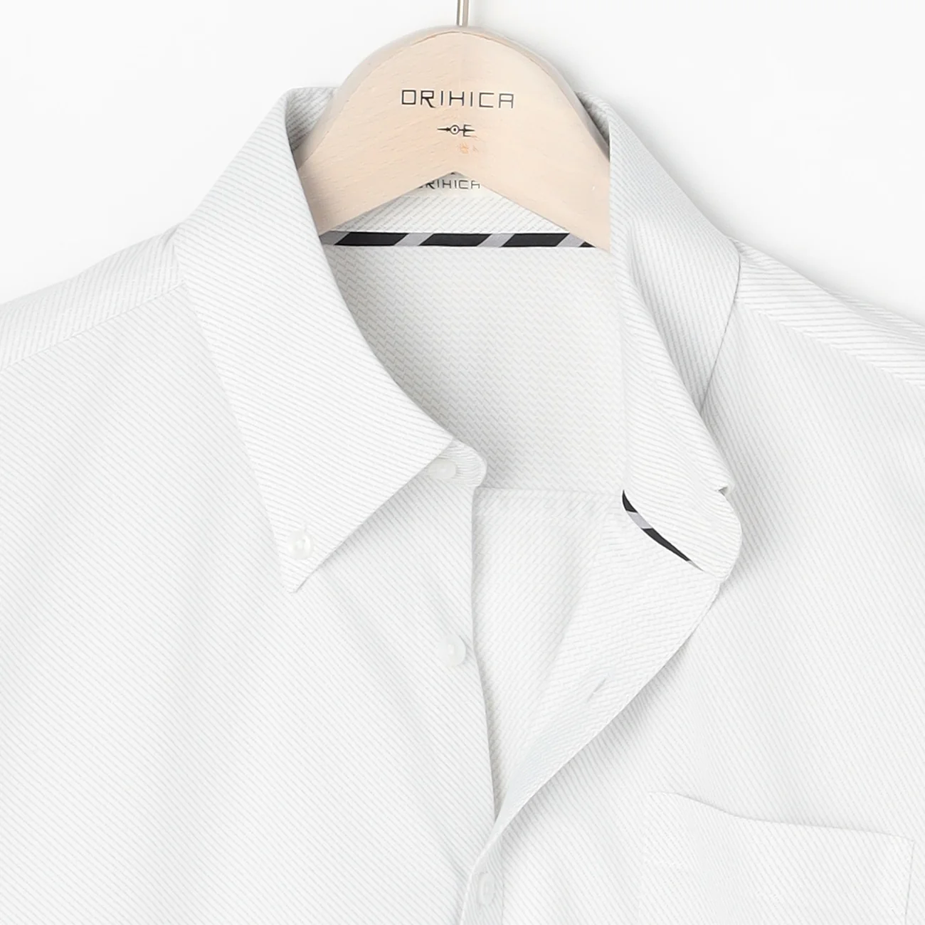 Full-Buttoned Twill Button-Down Polo Shirt - Light Gray - Image 4