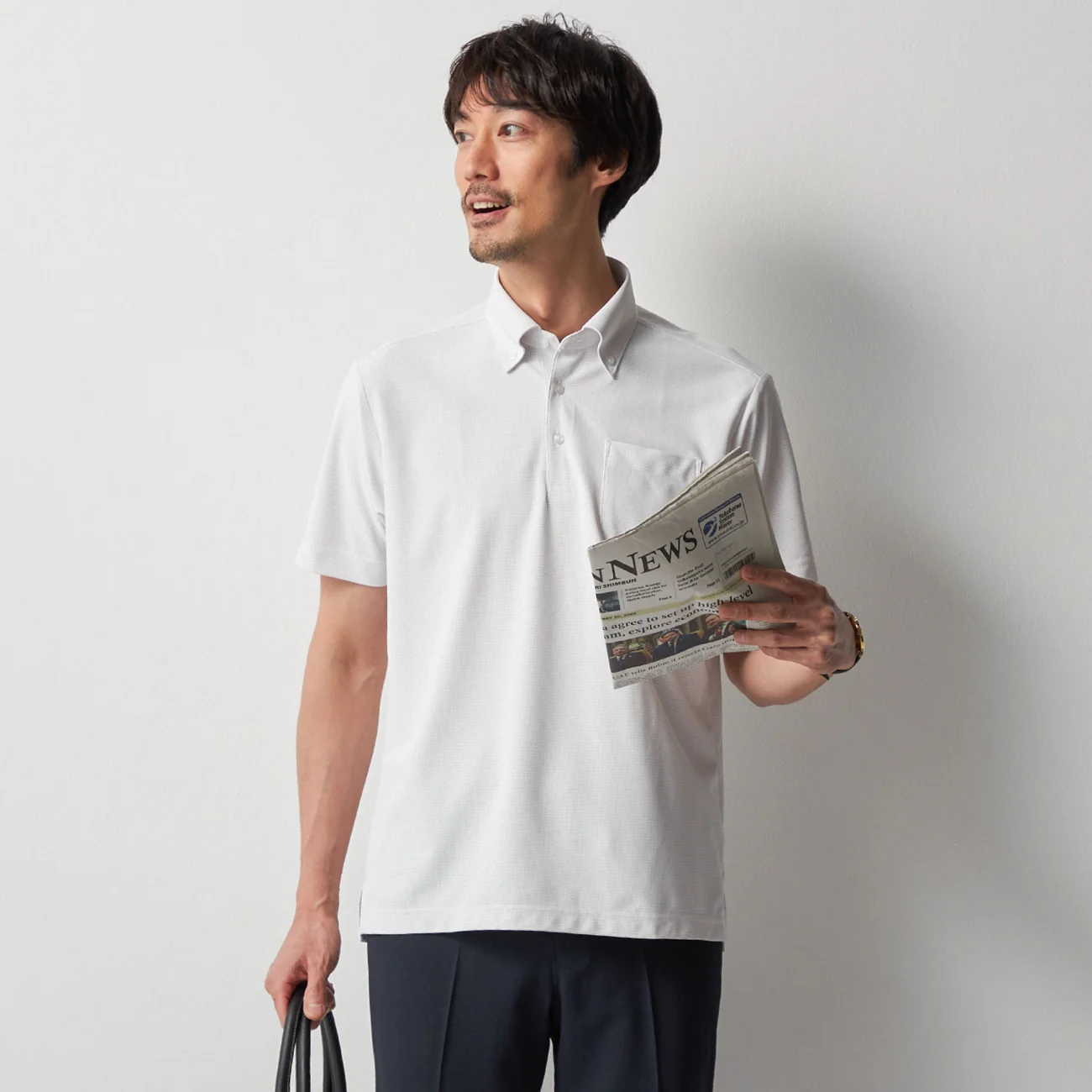 DRYDRY Sashiko Button-Down Polo Shirt