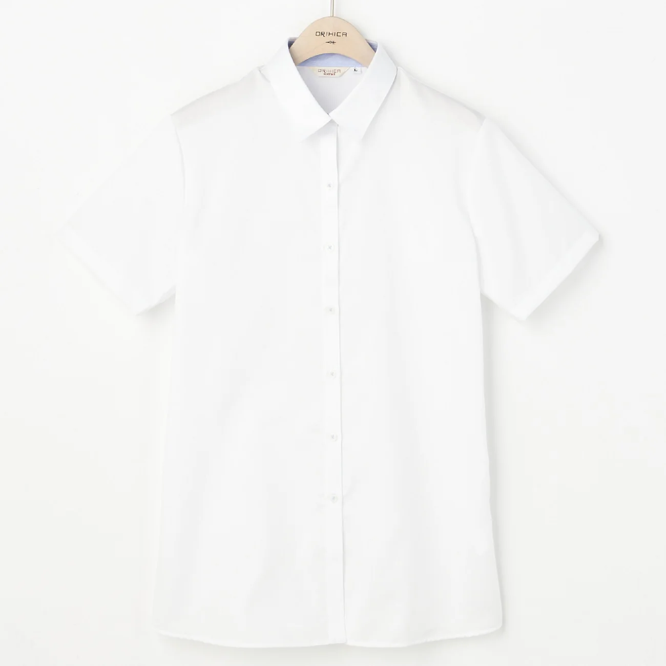 Women's Super Non-Iron Cotton Short Sleeve Point Collar Shirt - White - Image 6