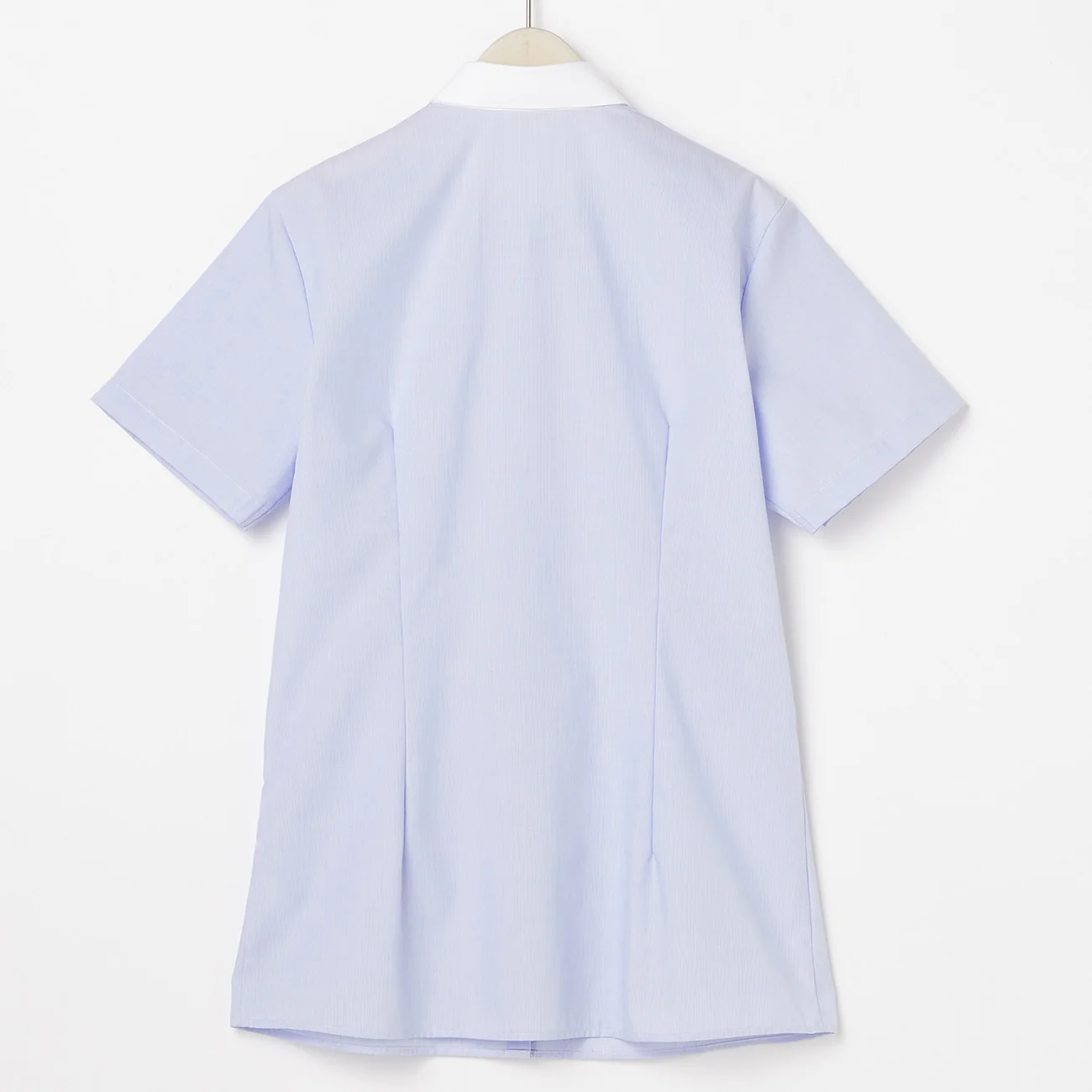 Women's Super Non-Iron Cotton Short Sleeve Contrast Collar Shirt - Blue - Image 3