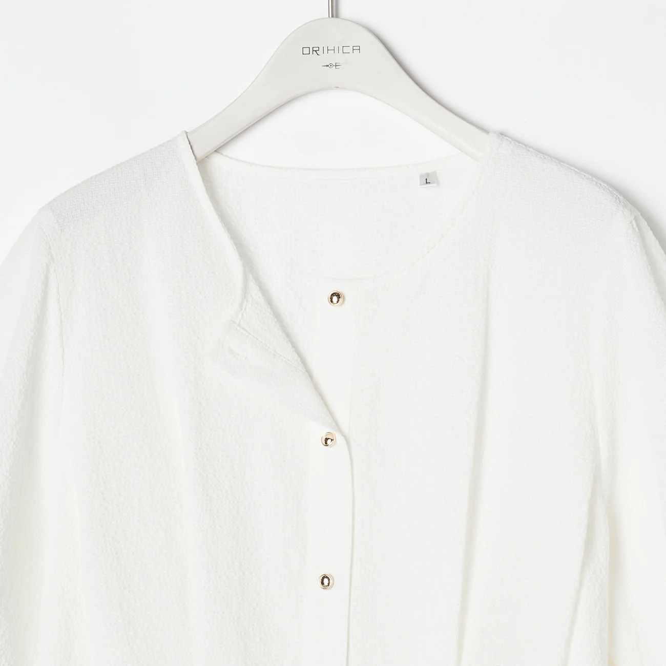 Leno Weave Button Front Blouse - Image 3
