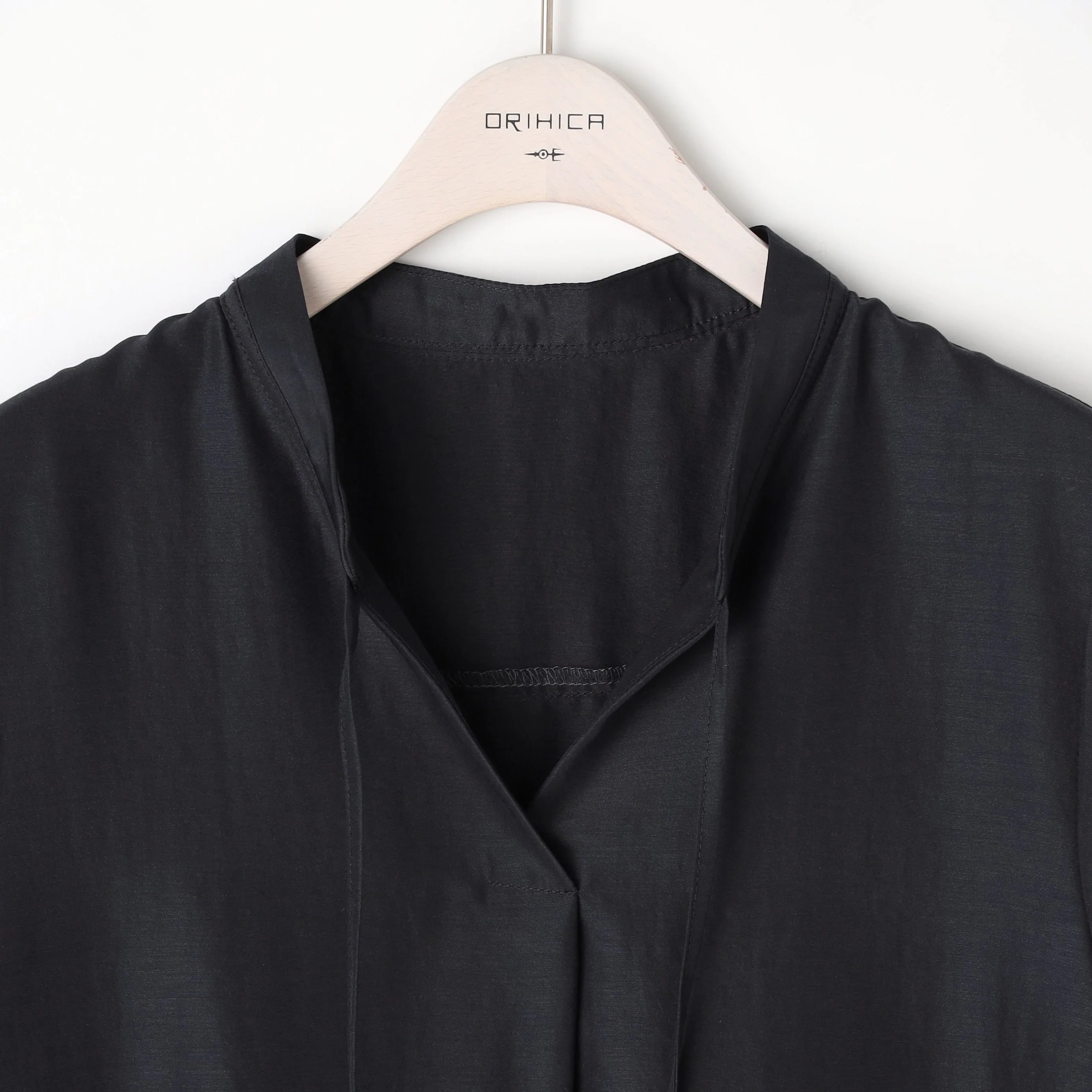 Stand Collar Blouse with Bow Tie - Image 9