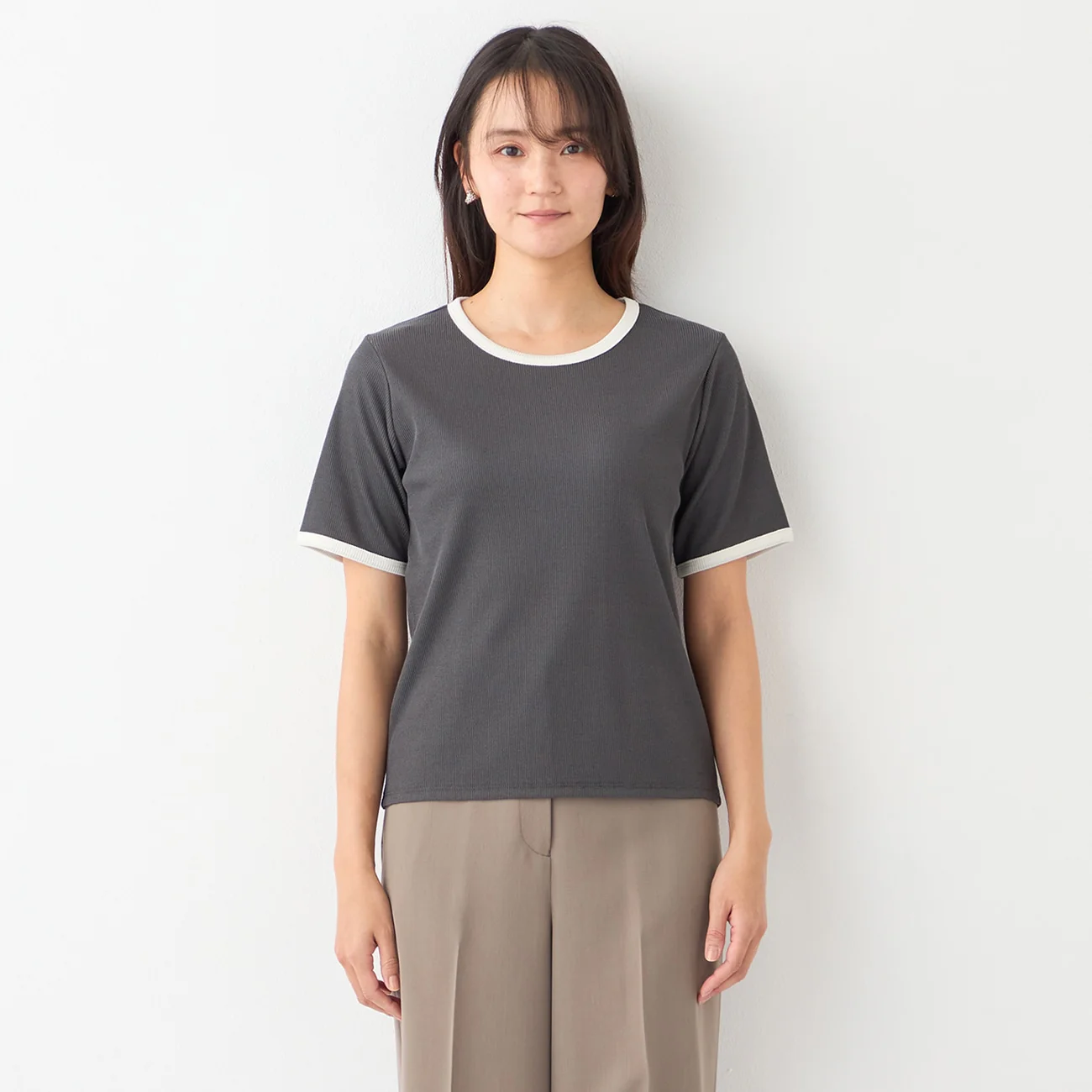 Contrast Ribbed Short Sleeve T-shirt - Image 5