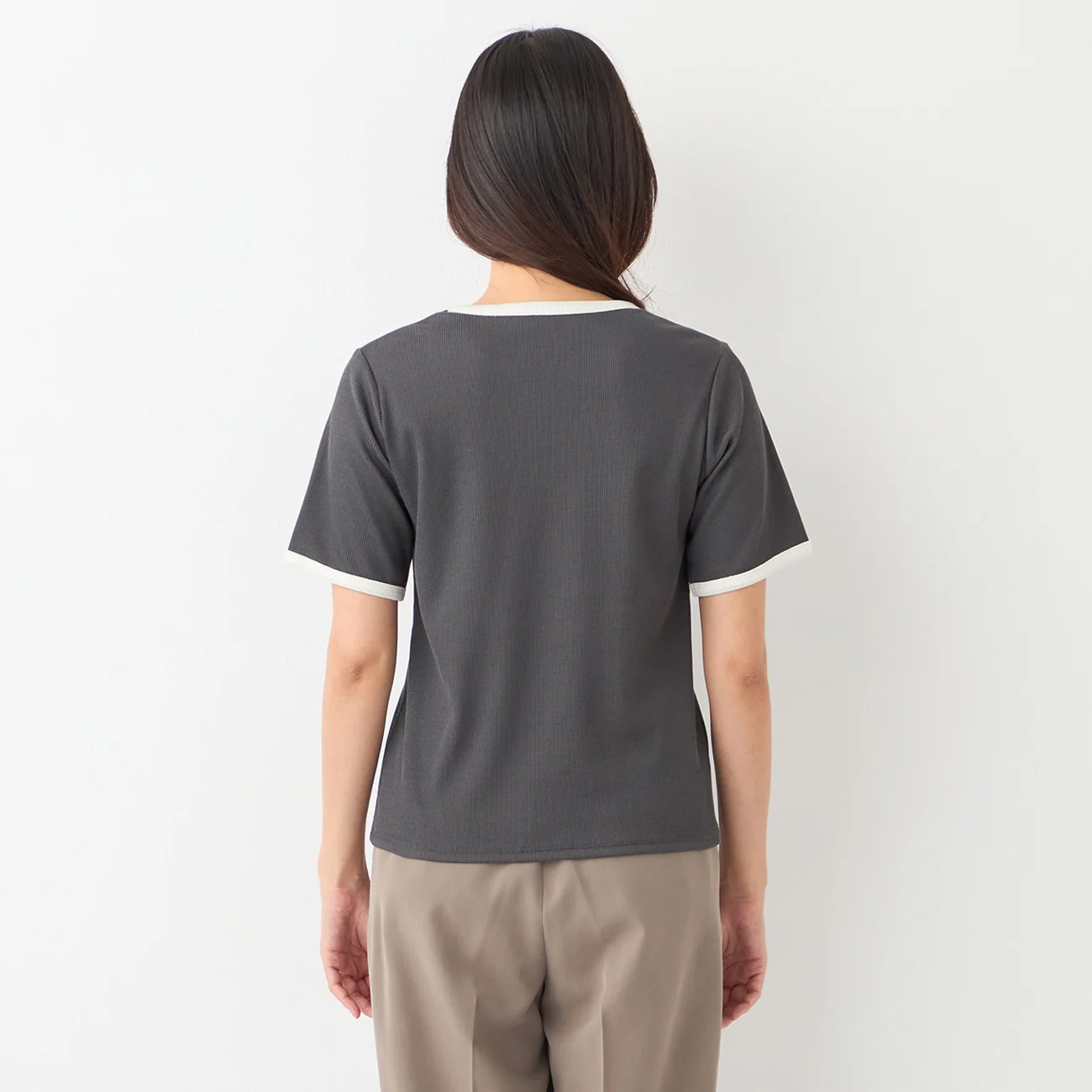 Contrast Ribbed Short Sleeve T-shirt - Image 6