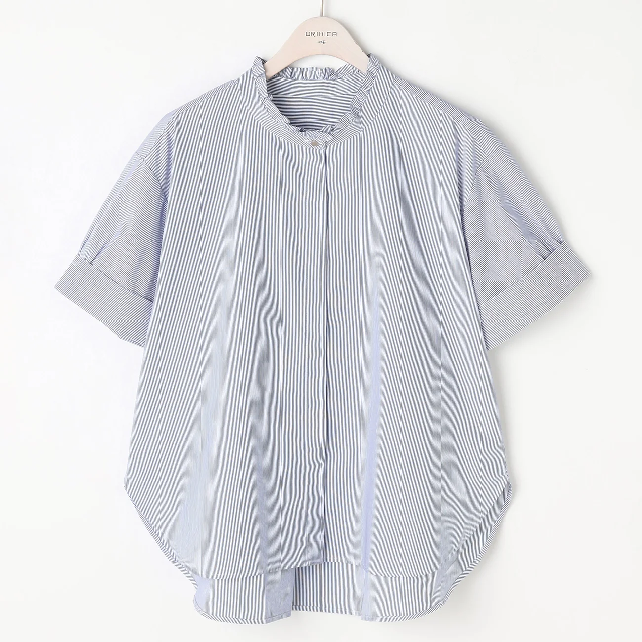 Anti-Sweat-Stain Ruffle Stand Collar Blouse - Image 3