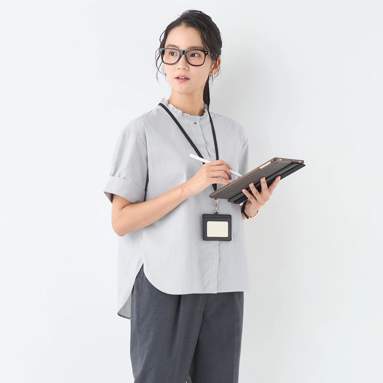 Anti-Sweat-Stain Ruffle Stand Collar Blouse - Image 5