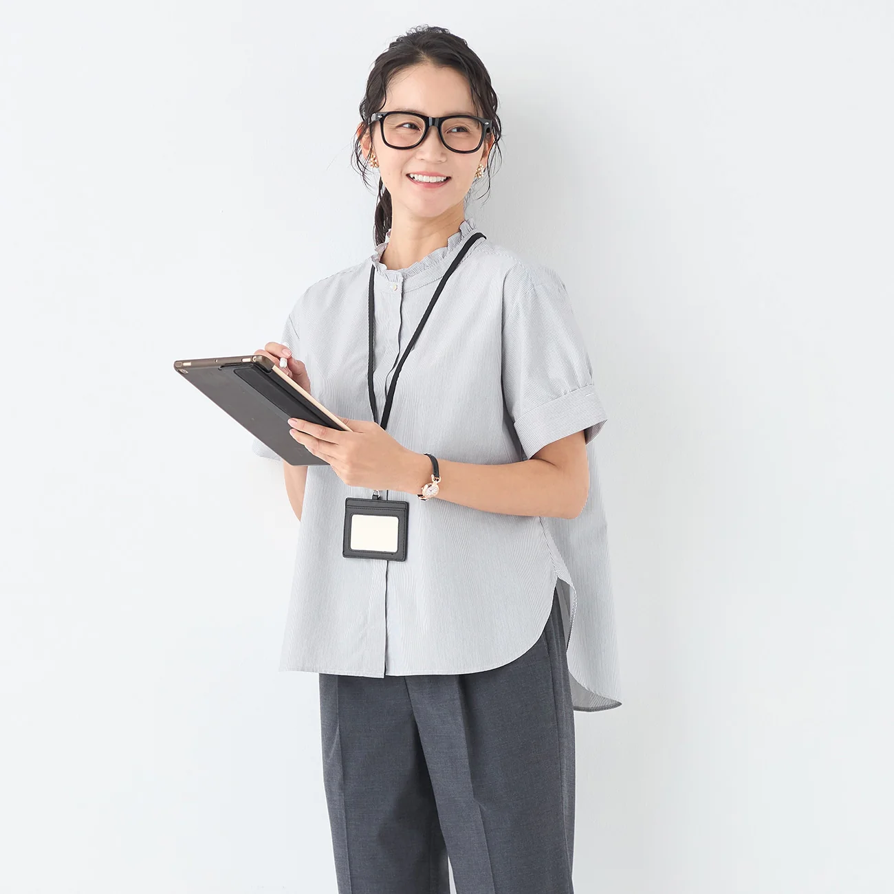 Anti-Sweat-Stain Ruffle Stand Collar Blouse - Image 6