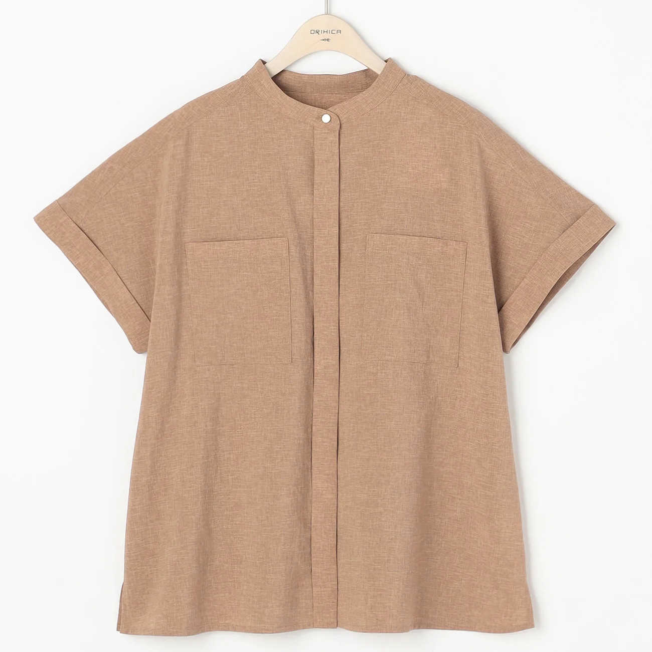 Stand Collar Blouse with Chest Pockets - Image 20