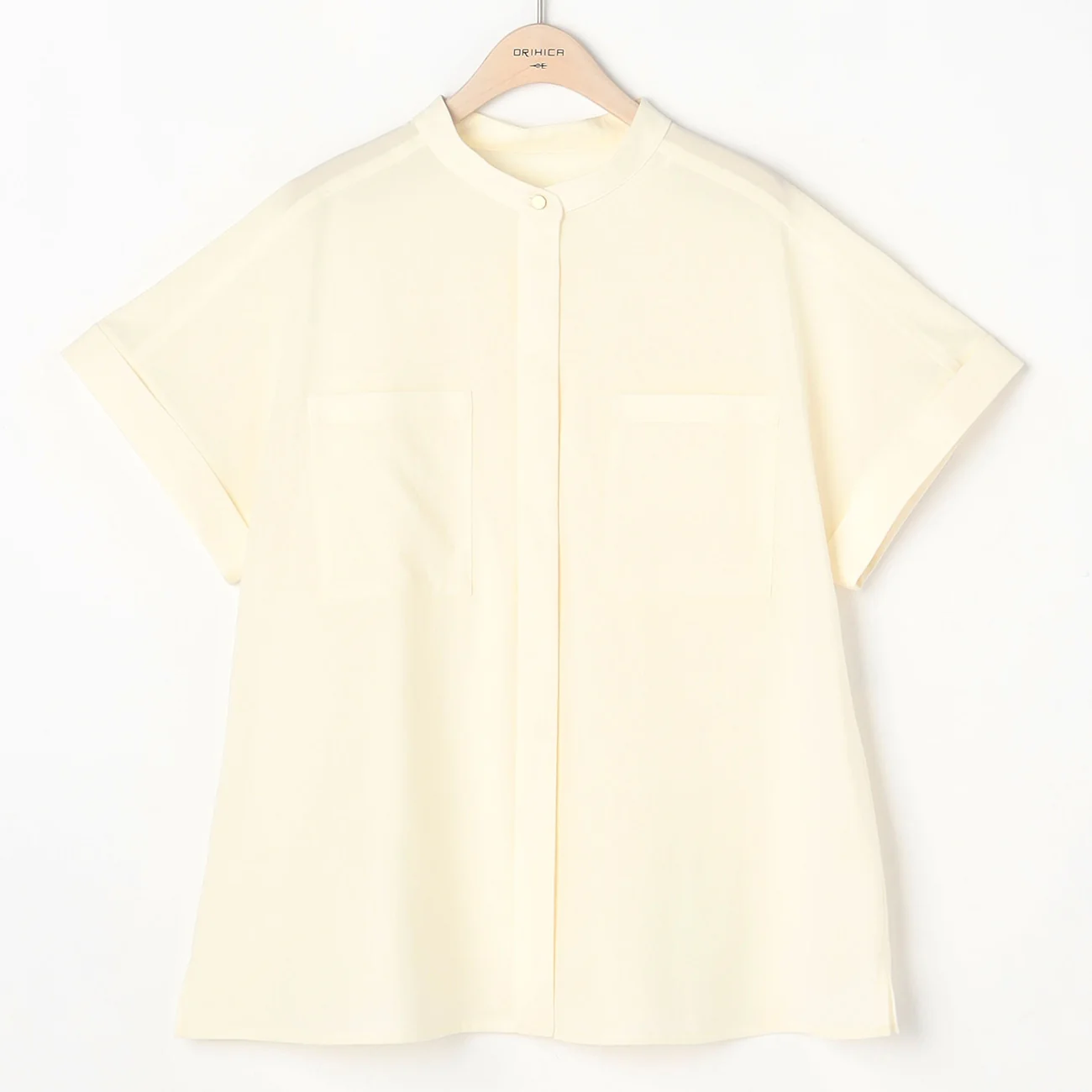 Stand Collar Blouse with Chest Pockets - Image 39