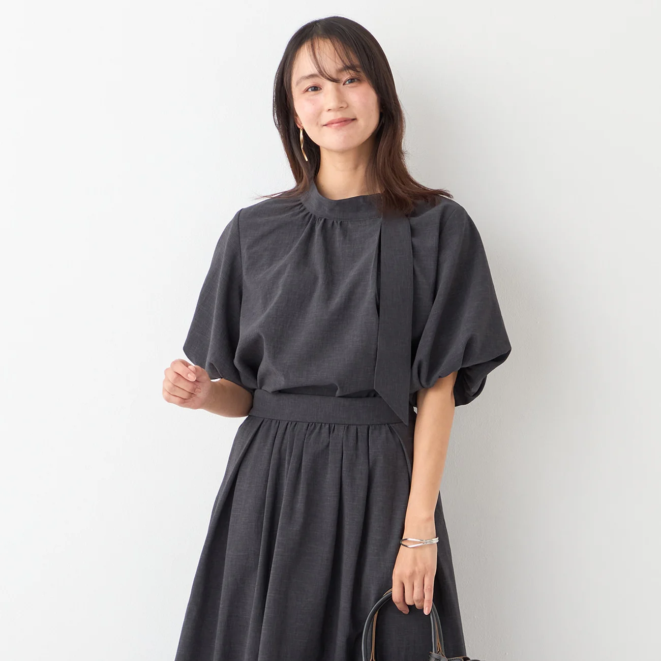 Tie-Neck Voluminous Sleeve Blouse - Image 7