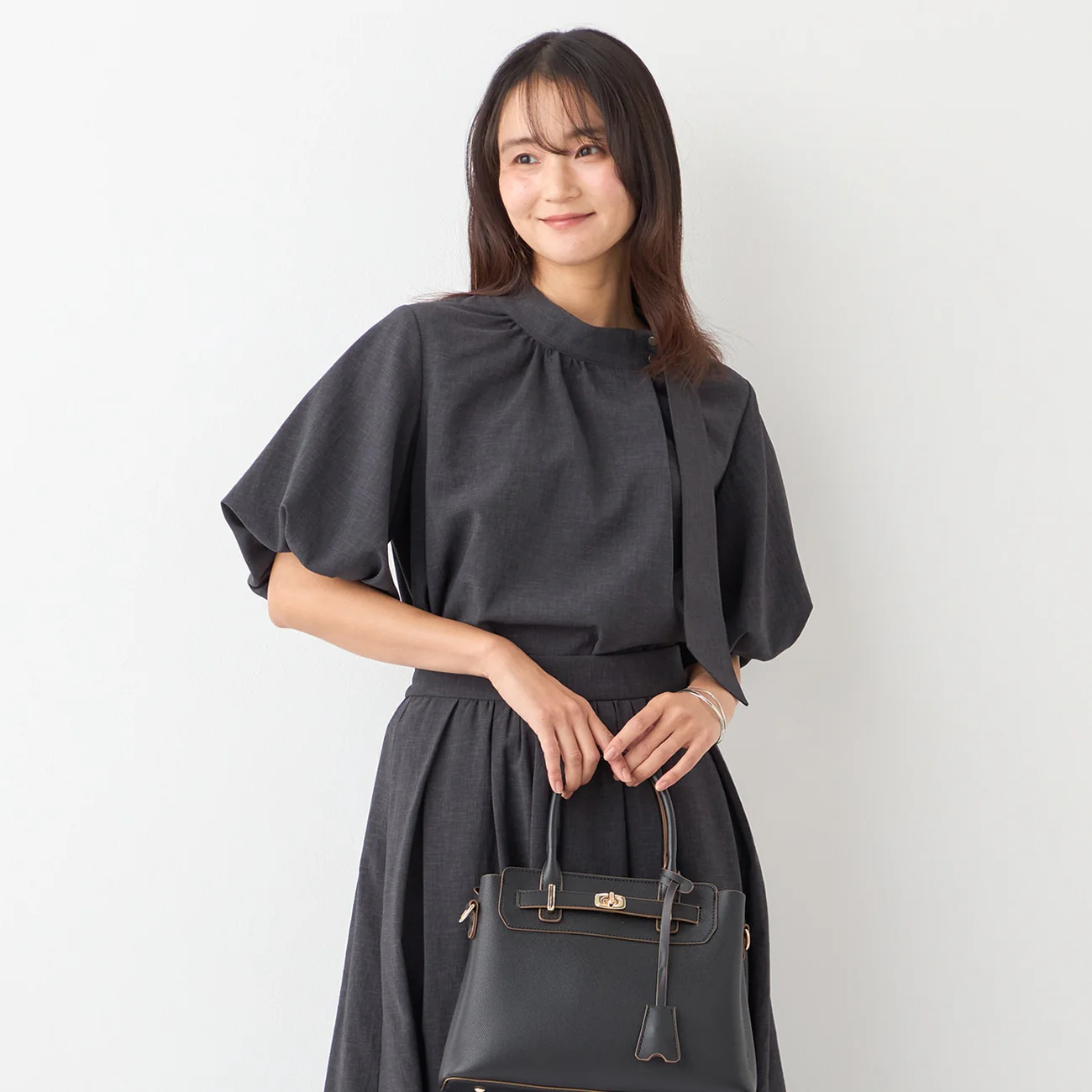 Tie-Neck Voluminous Sleeve Blouse - Image 8