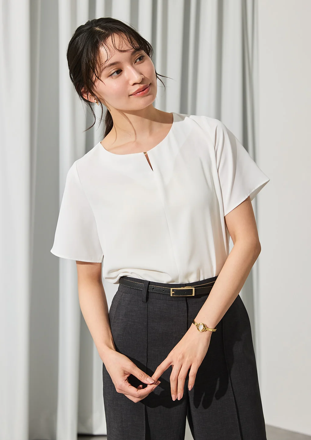 Tucked Blouse with Metal Accessory - Image 34